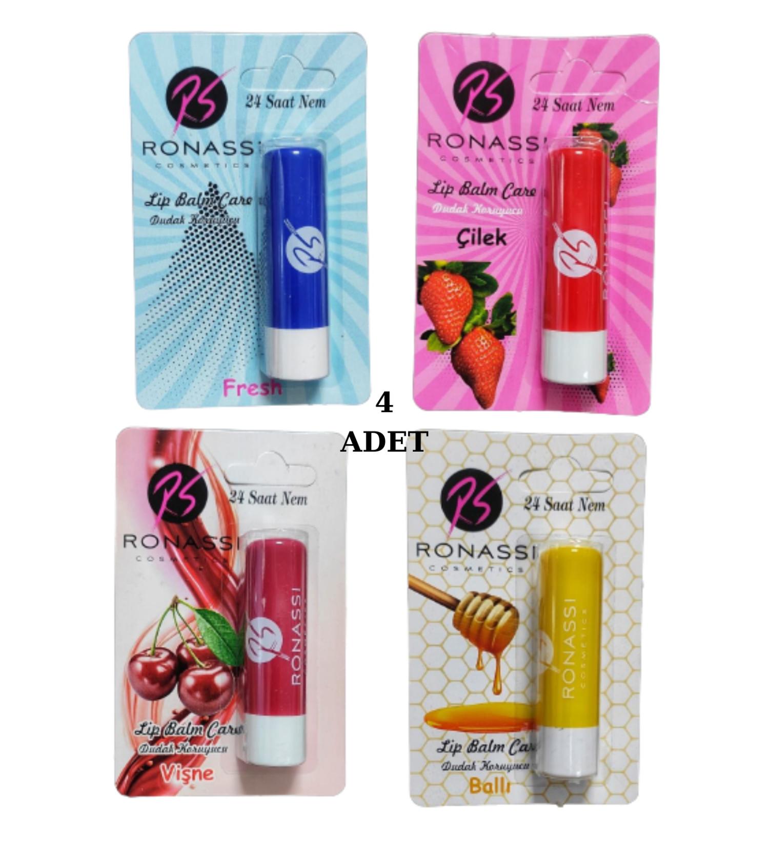BORES RS Ronassi Lip Balm and Gloss Fresh Strawberry Cherry and Honey 4 Piece Set - BRS8275-5703