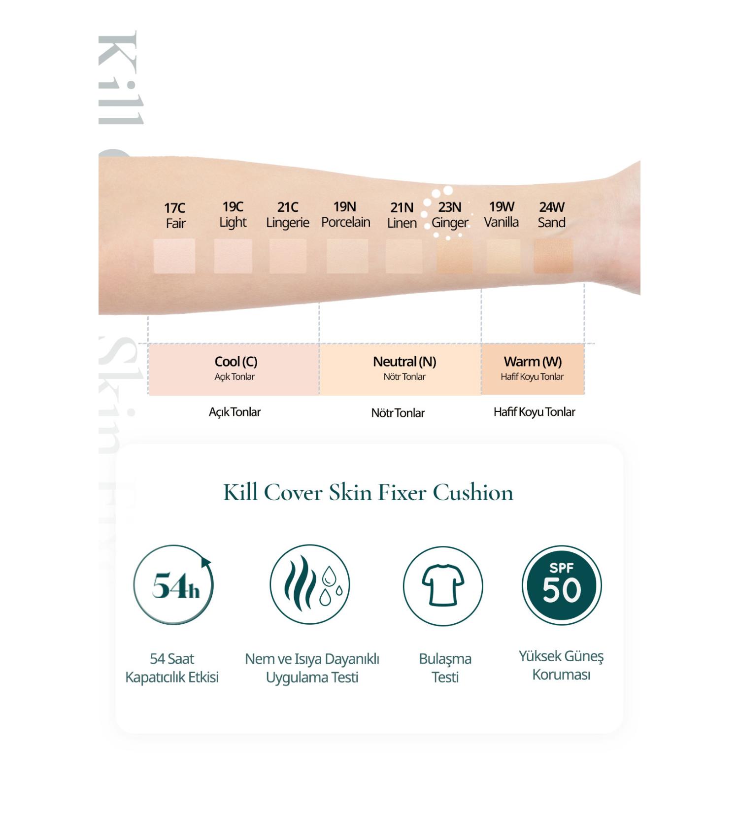 CLIO All Day Long Lasting Matte Cushion Foundation CLIO Kill Cover Skin Fixer Cushion (23N Ginger) SPF50+ PA+++ - Buy Online on GoSupps.com