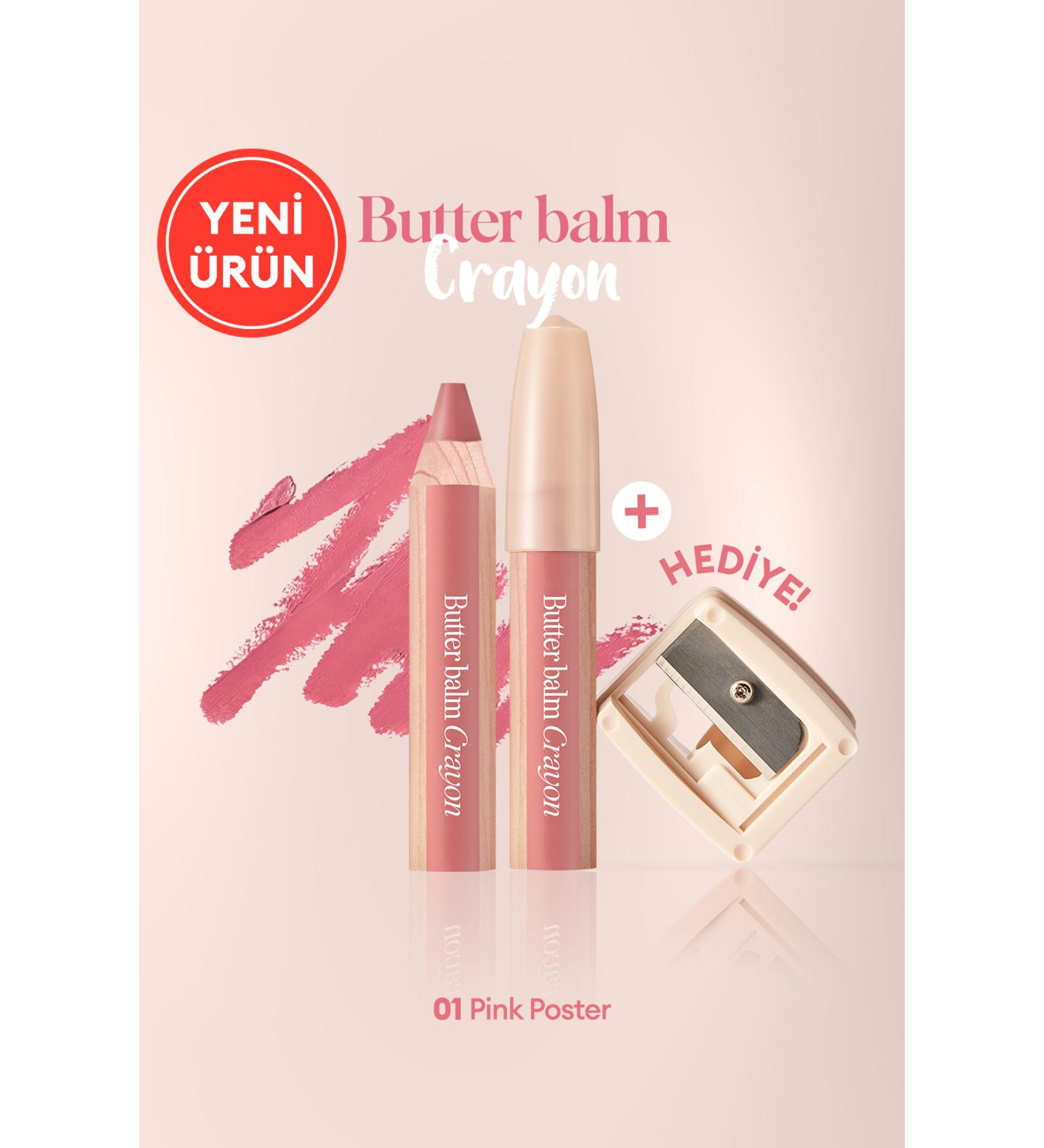 CLIO Creamy Tinted Lip Balm in Pencil Shape & Sharpener CLIO Butter Balm Crayon 001 Pink Poster - Buy Online on GoSupps.com