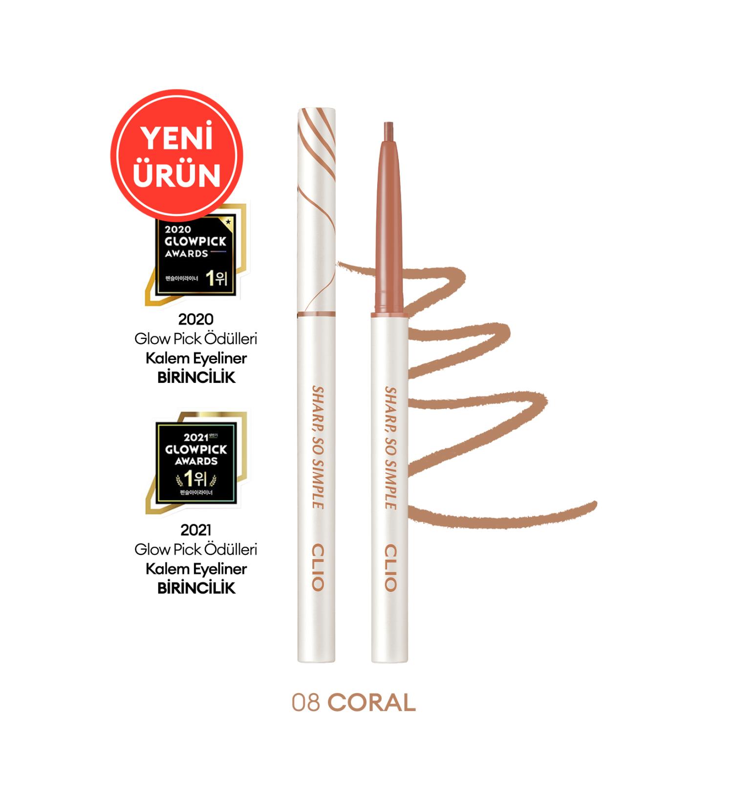 CLIO Waterproof Fine-Tipped Eyeliner CLIO Sharp So Simple Waterproof Pencil Liner (008 Coral) - Buy Online on GoSupps.com