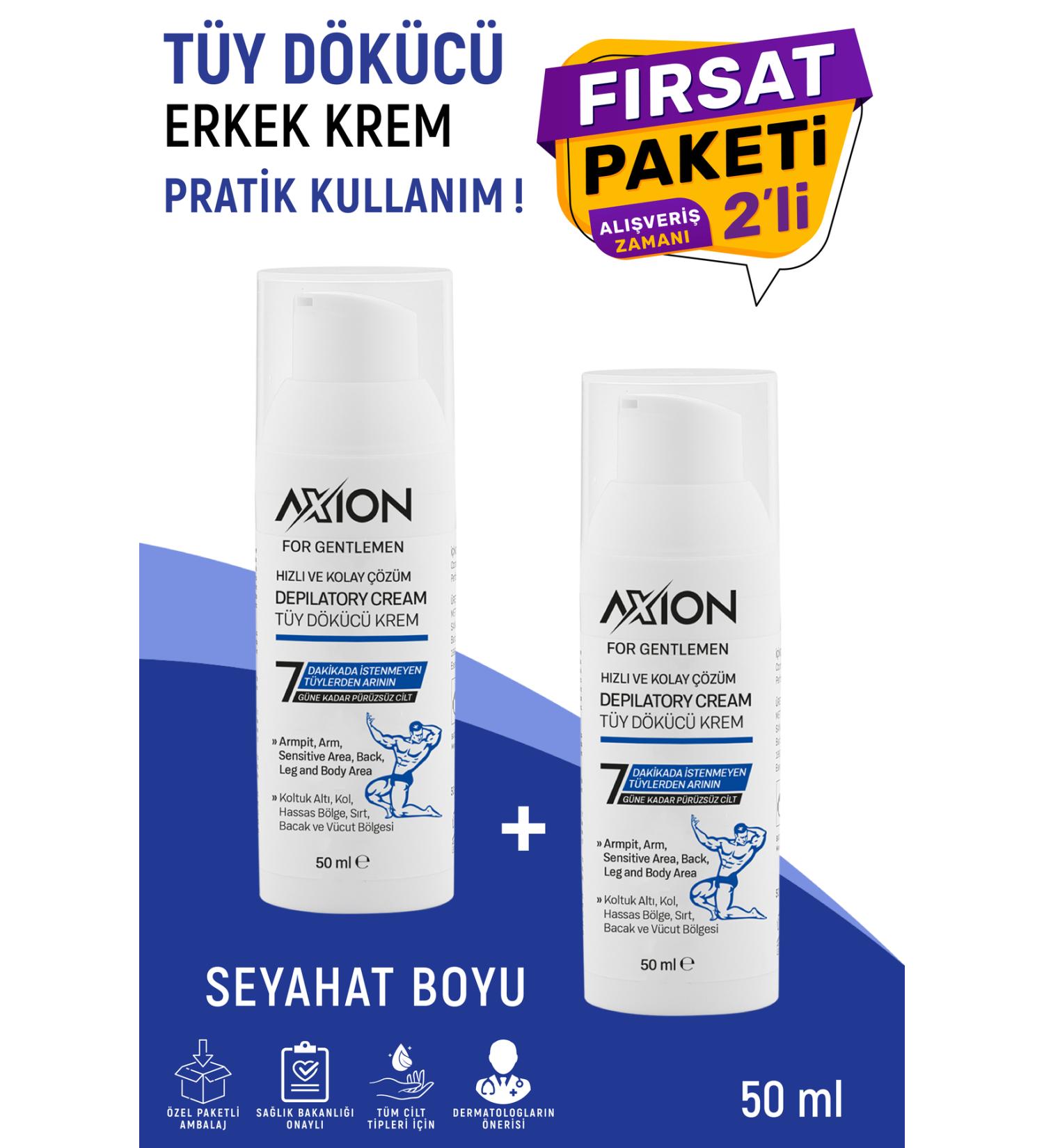 AXION Practical Hair Remover 50 Ml Travel Size Men 2 Pack