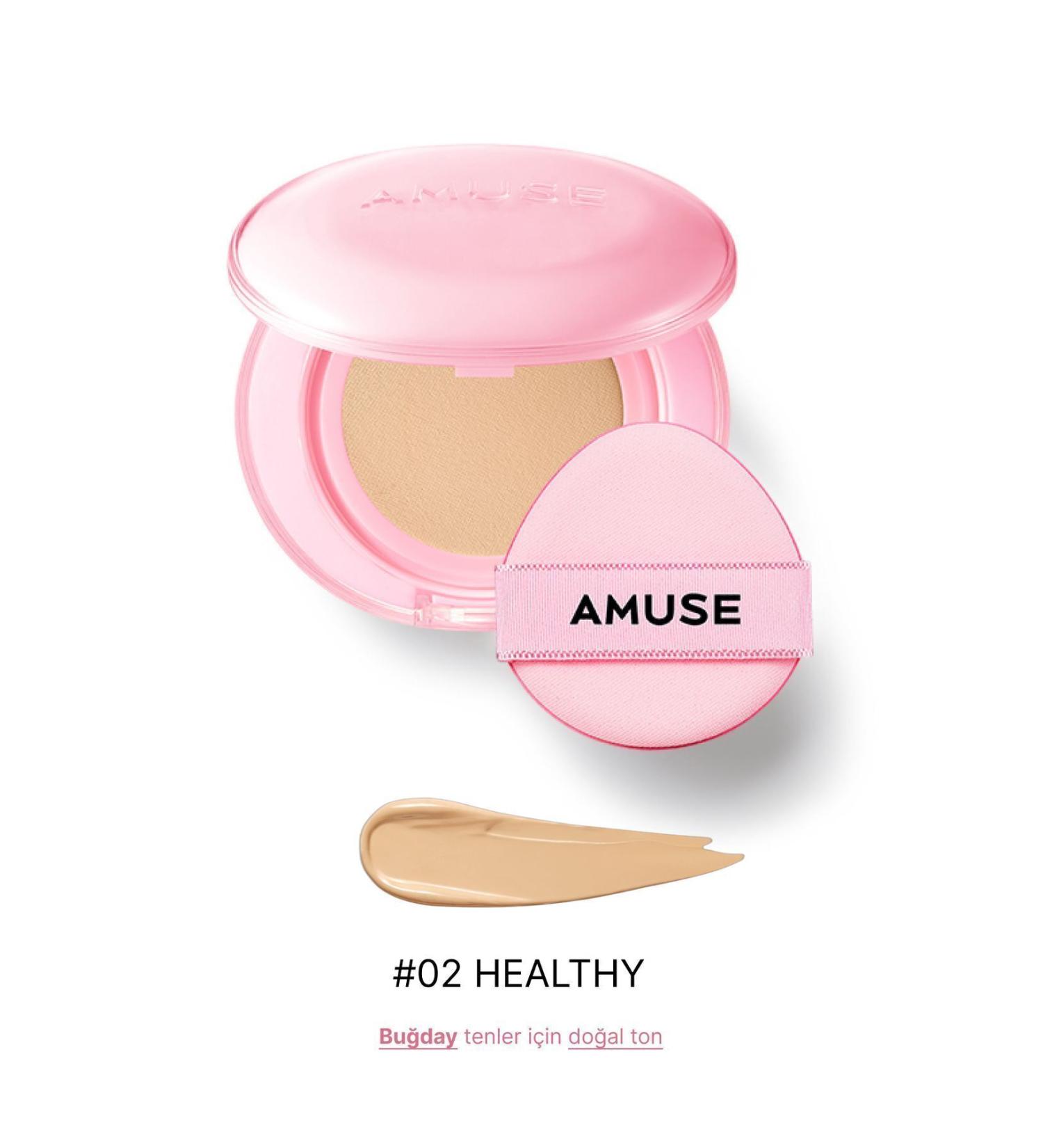 Amuse Dew Power Vegan Cushion Spf 50 Pa (KORENDY) Centella and Peptide Shiny Finish 15g #02 Healthy - Buy Online on GoSupps.com