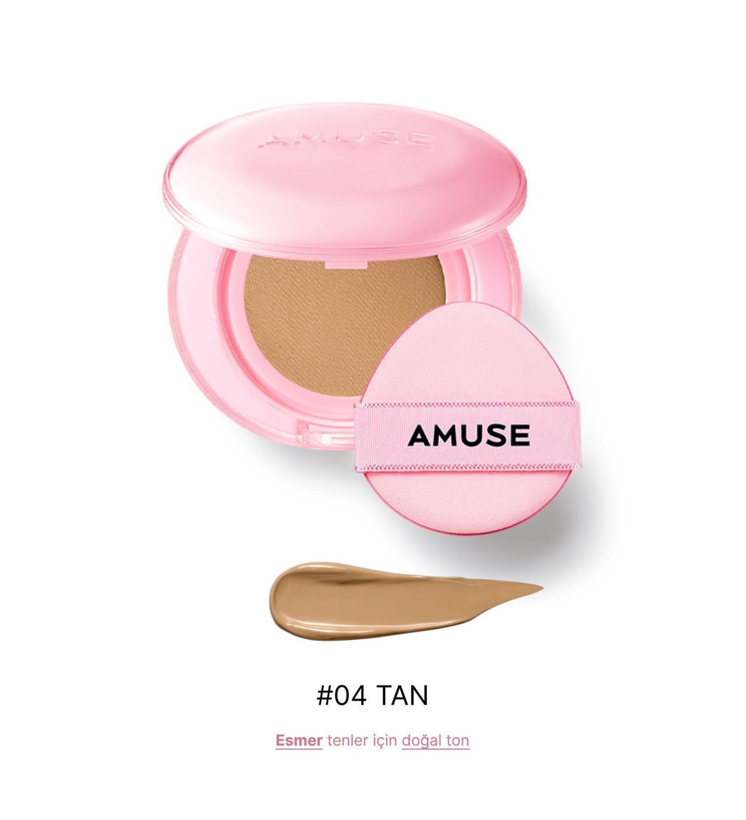 Amuse Dew Power Vegan Cushion Spf 50 Pa (KORENDY) Centella and Peptide Shiny Finish 15g #04 Tan