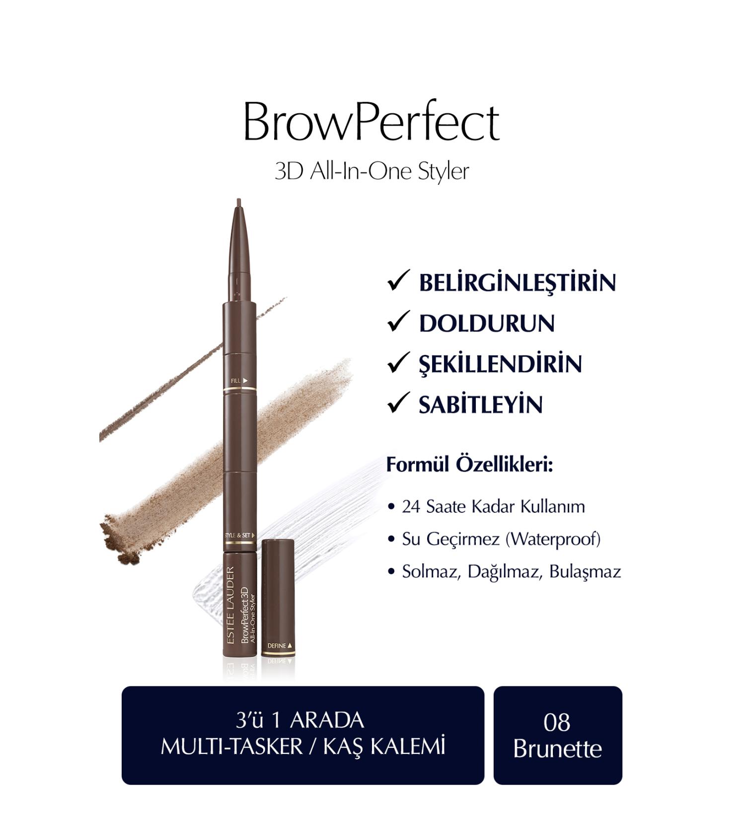 Estee Lauder Long-Lasting Multi-Purpose Waterproof 3-in-1 Effective Eyebrow Pencil 08 Brunette Passi.4060