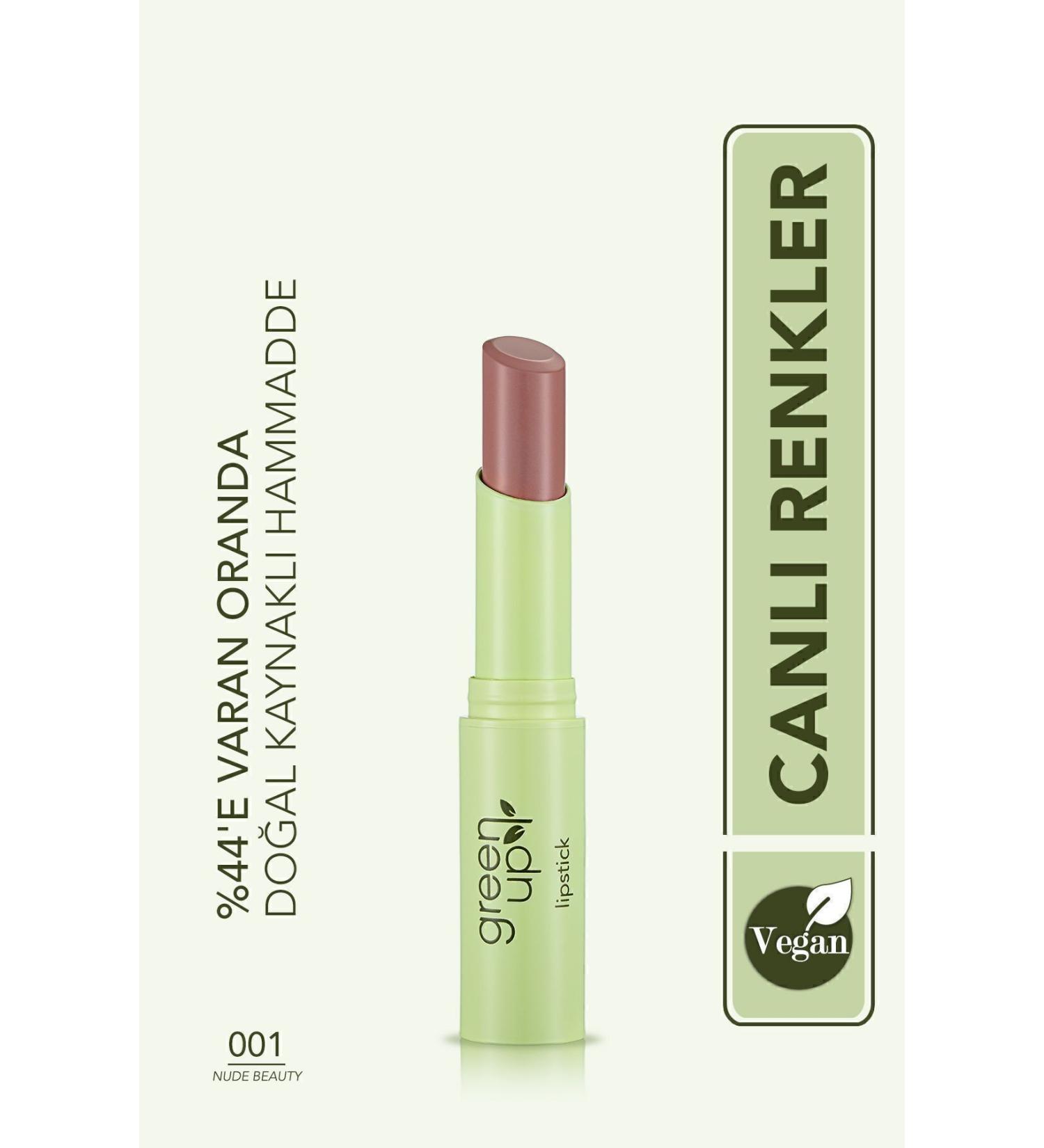 Flormar Creamy Textured Intense Pigmented Vegan Lipstick - Green Up Lipstick -001 Nude Beauty-4251903322164 - Buy Online on GoSupps.com
