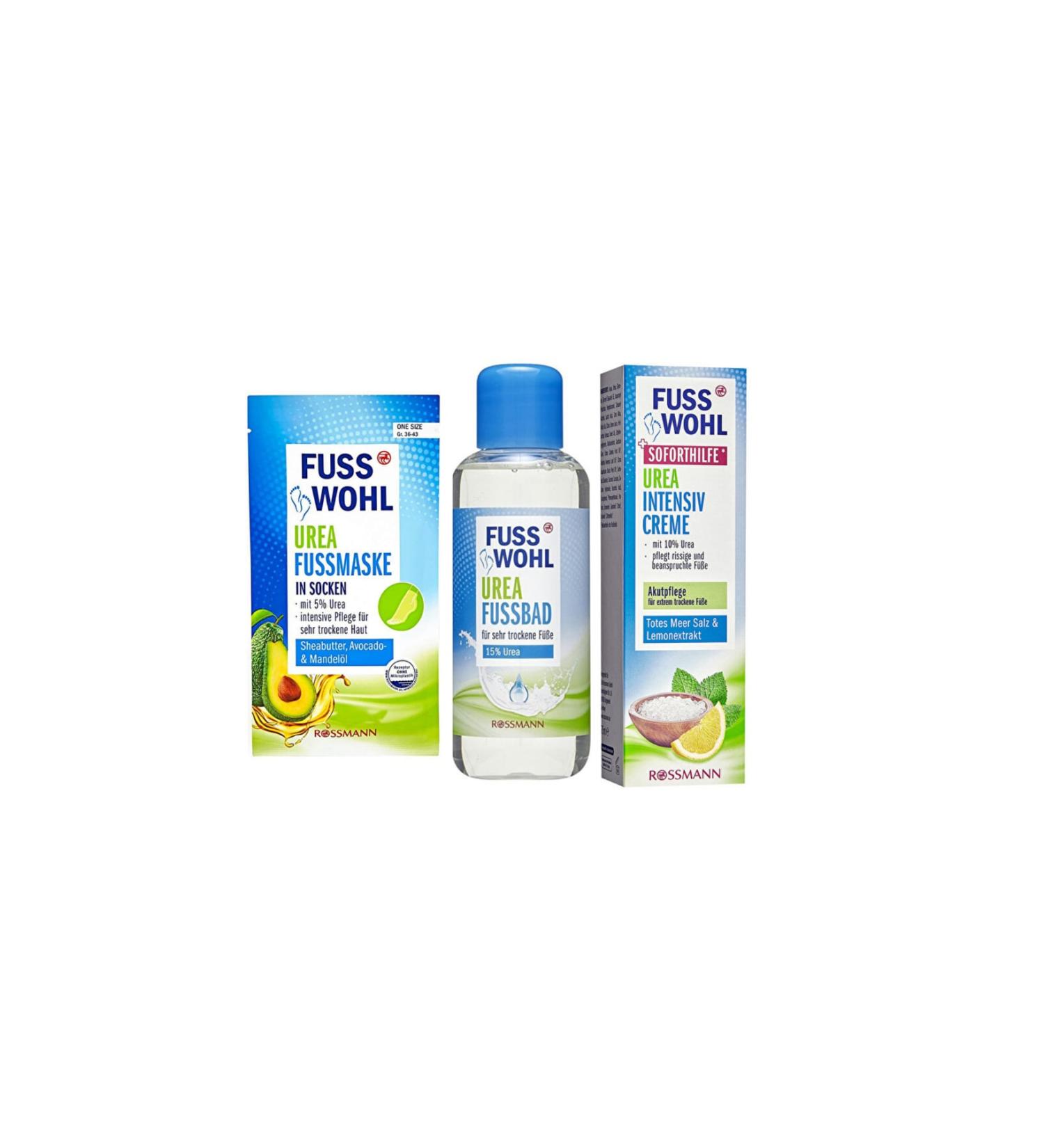 Fusswohl Foot Mask Sock 1 Piece + Urea Foot Bath 200 Ml + Moisturizing Foot Care Cream 75 Ml