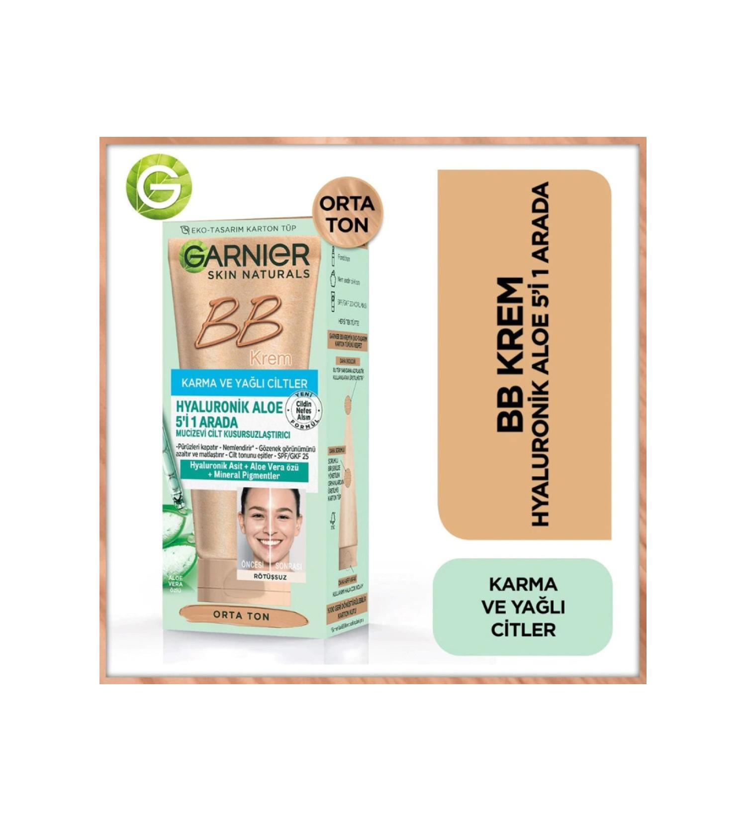 Garnier Hyaluronic Aloe Oil Free Bb Cream - Medium Tone