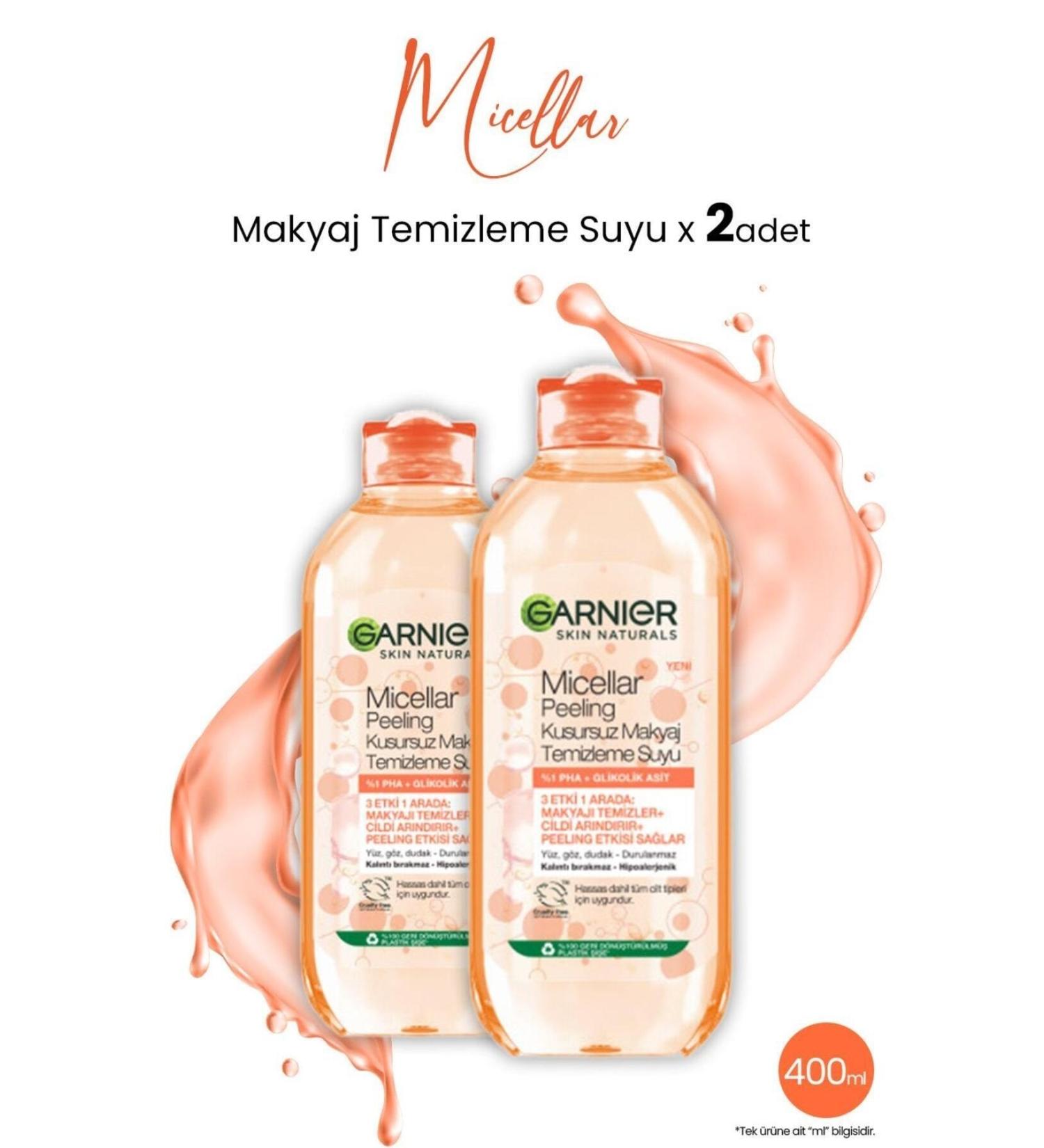 Garnier Micellar Perfect Make-Up Cleansing Water Peeling 400 ml x 2 Pieces