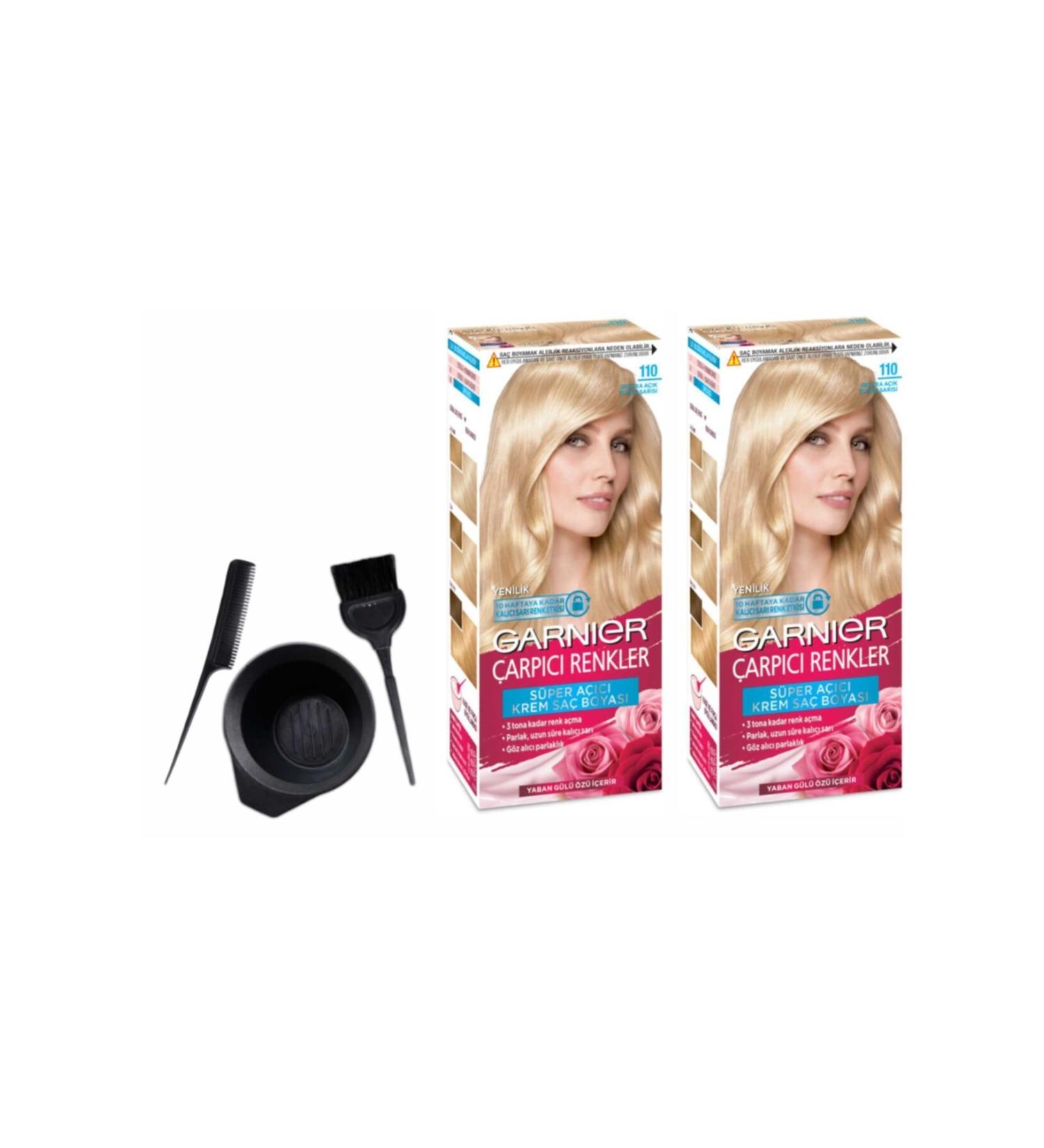 Garnier Striking Colors 110 Ext.light Diamond Blonde Black 50ml X 2pcs+coloring set
