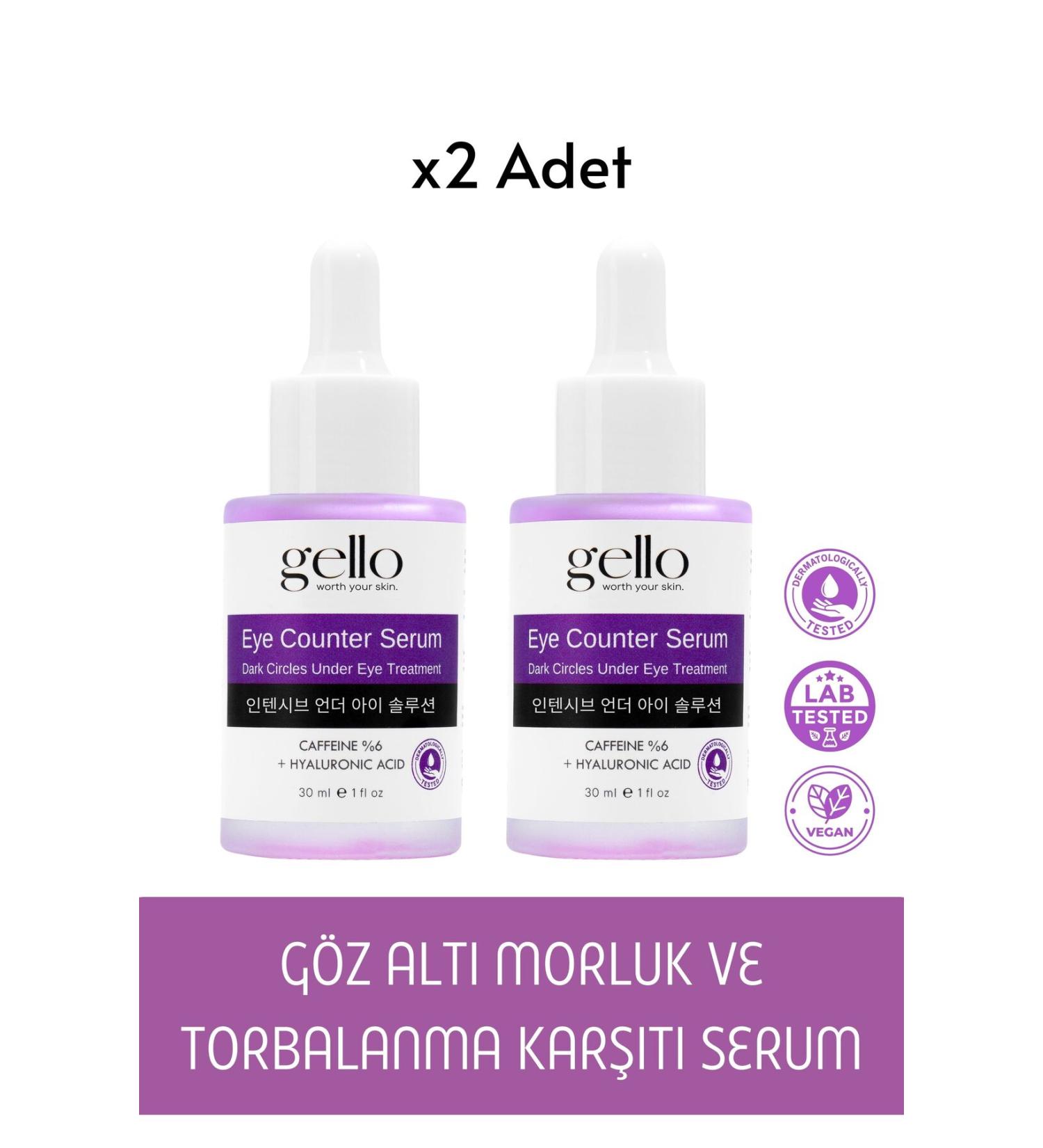 GELLO 2-Pack Under-Eye Bags Dark Circles & Anti-Dark Circle Serum (Caffeine 6% + Hyaluronic Acid) - Buy Online on GoSupps.com