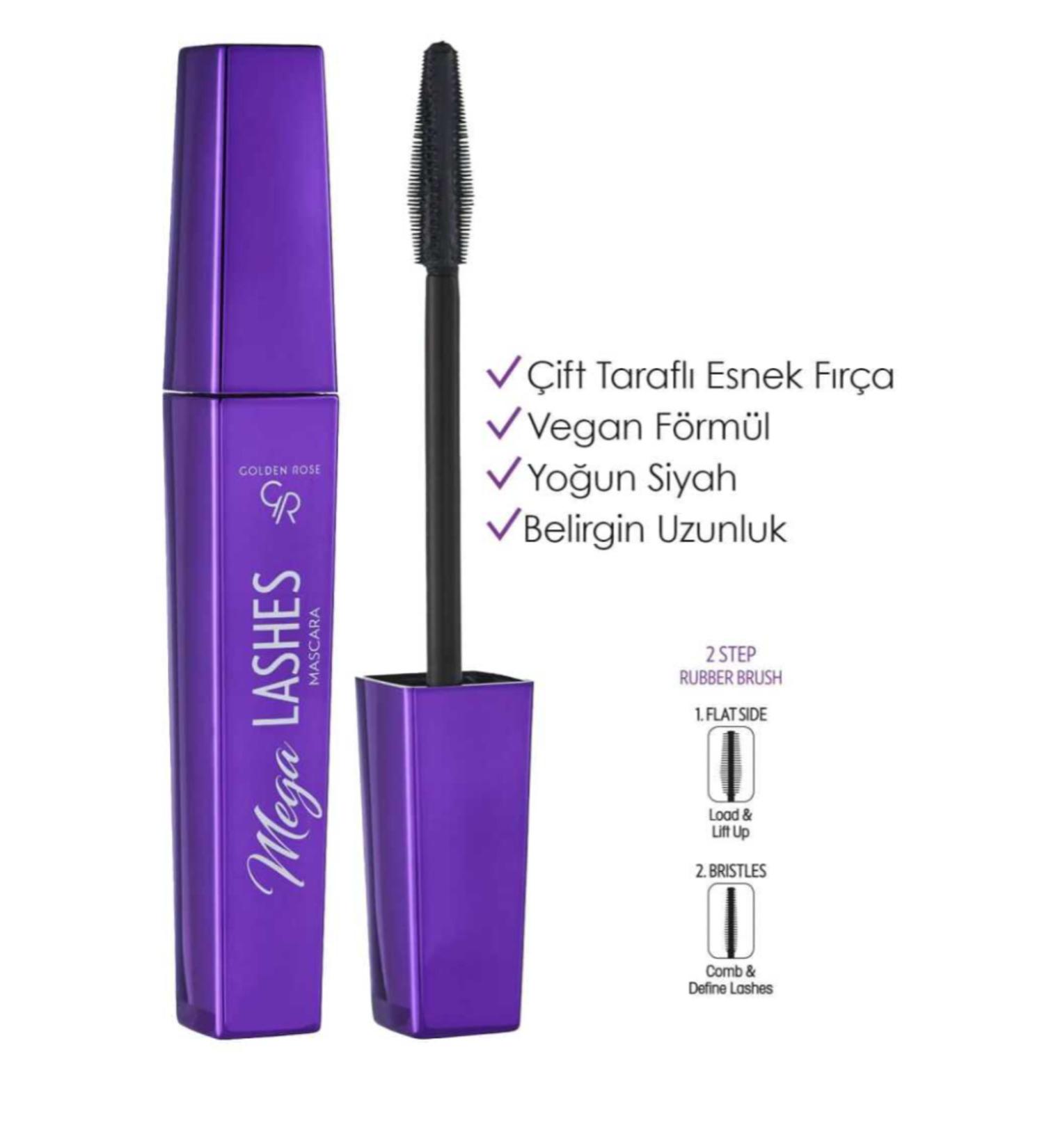 Golden Rose Mega Lashes Mascara - Black - Volumizing Mascara-MFREYON00405