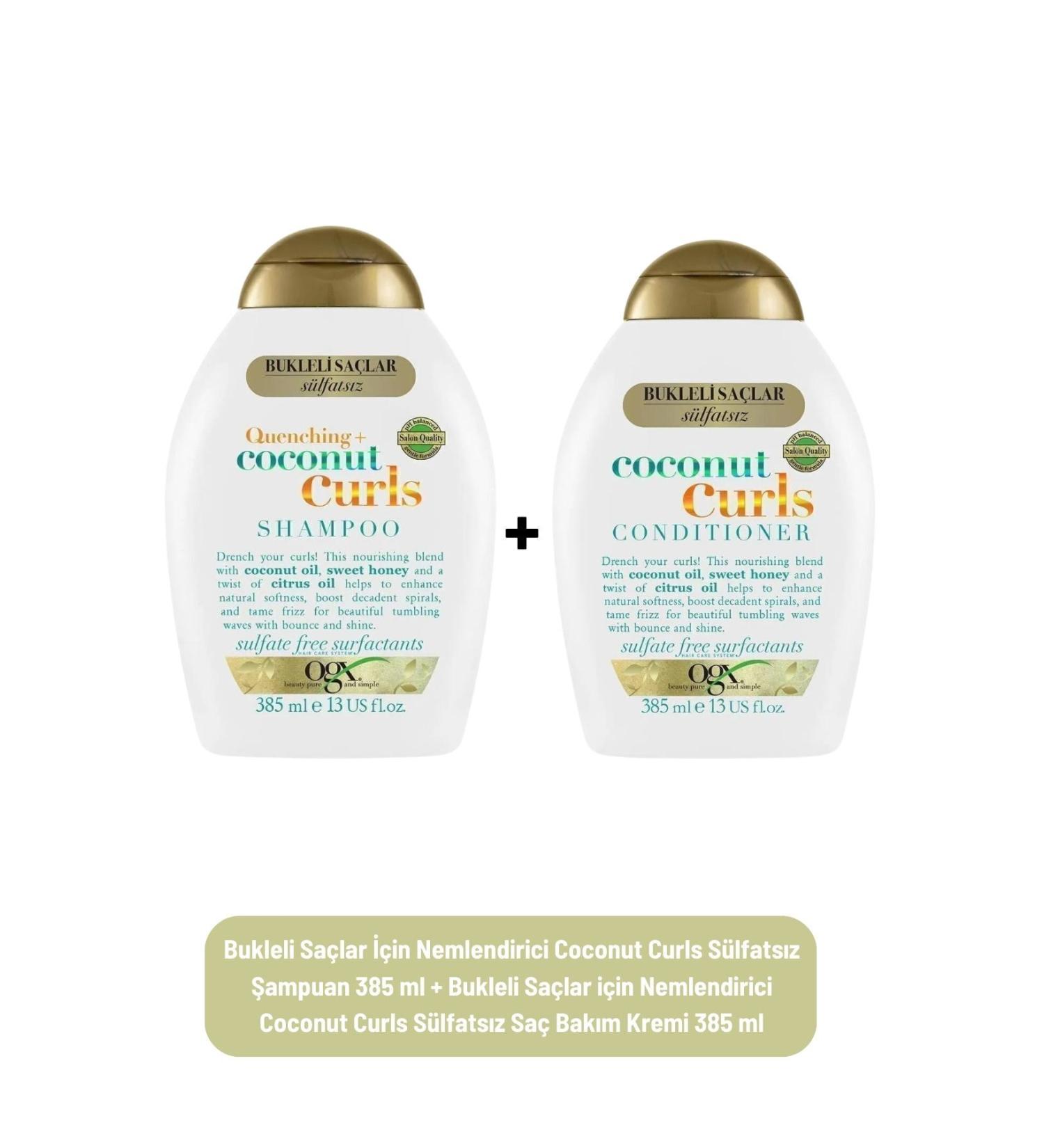 OGX Coconut Curls Sulfate-Free Shampoo + Sulfate-Free Conditioner Moisturizing for Curly Hair