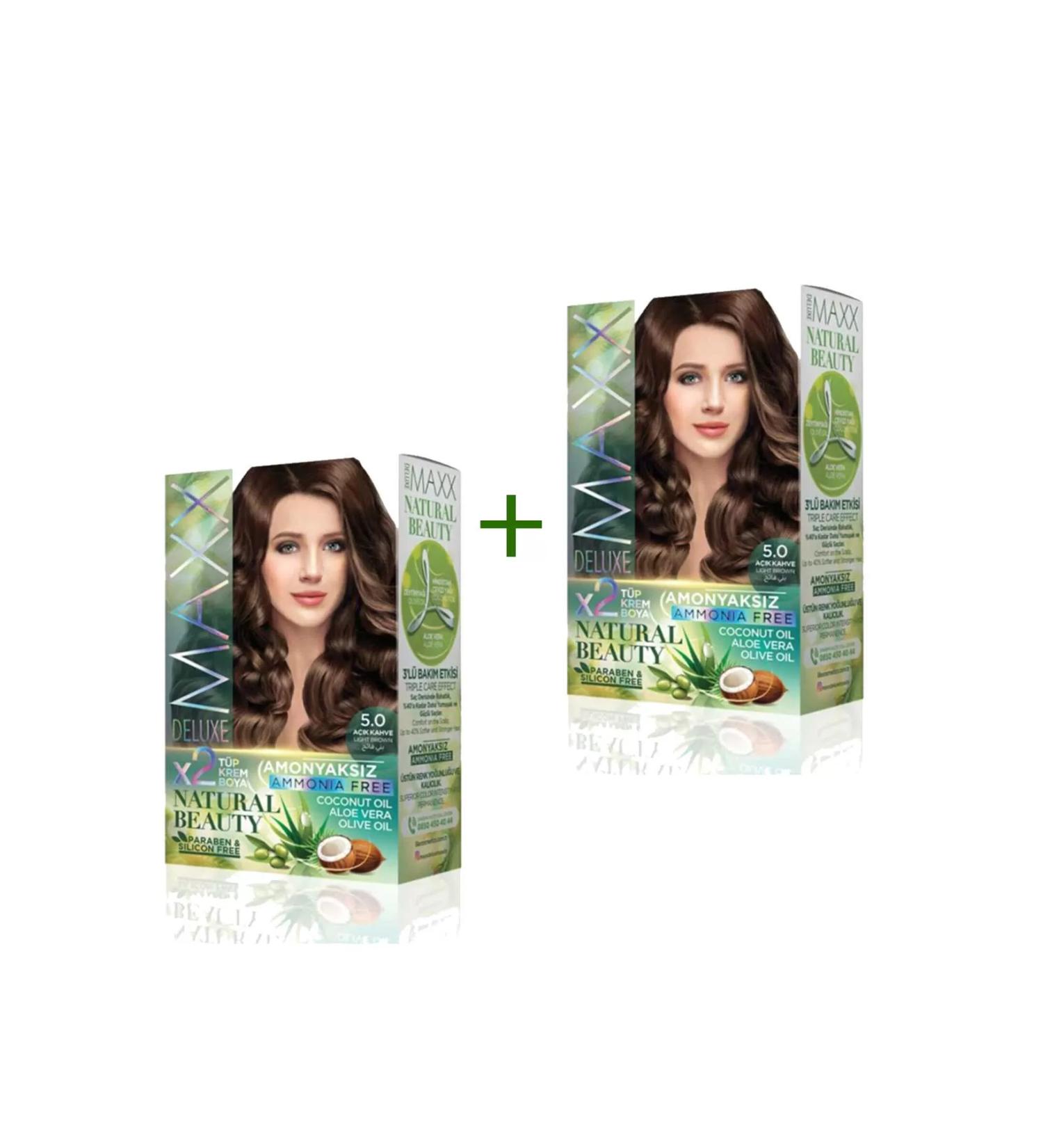 Heez 2 Pack Natural Beauty Ammonia Free Hair Dye 5.0 Light Brown