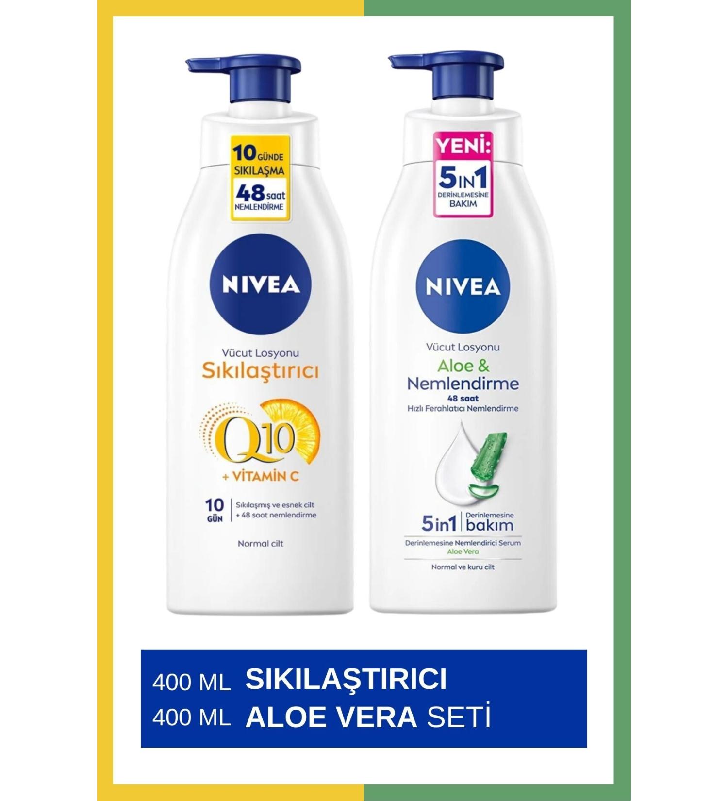 NIVEA Q10 Firming Body Lotion 400ml & Aloe Vera Body Lotion 400ml