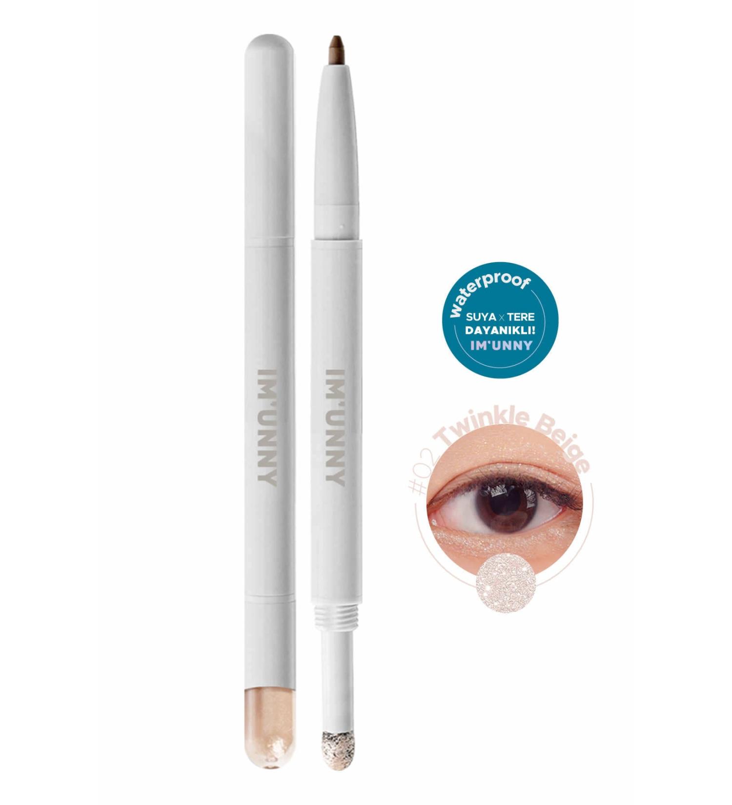 IM UNNY Double-Sided Pencil and Shimmering Eyeshadow Delight Eyestick Duo 02. Twinkle Beige
