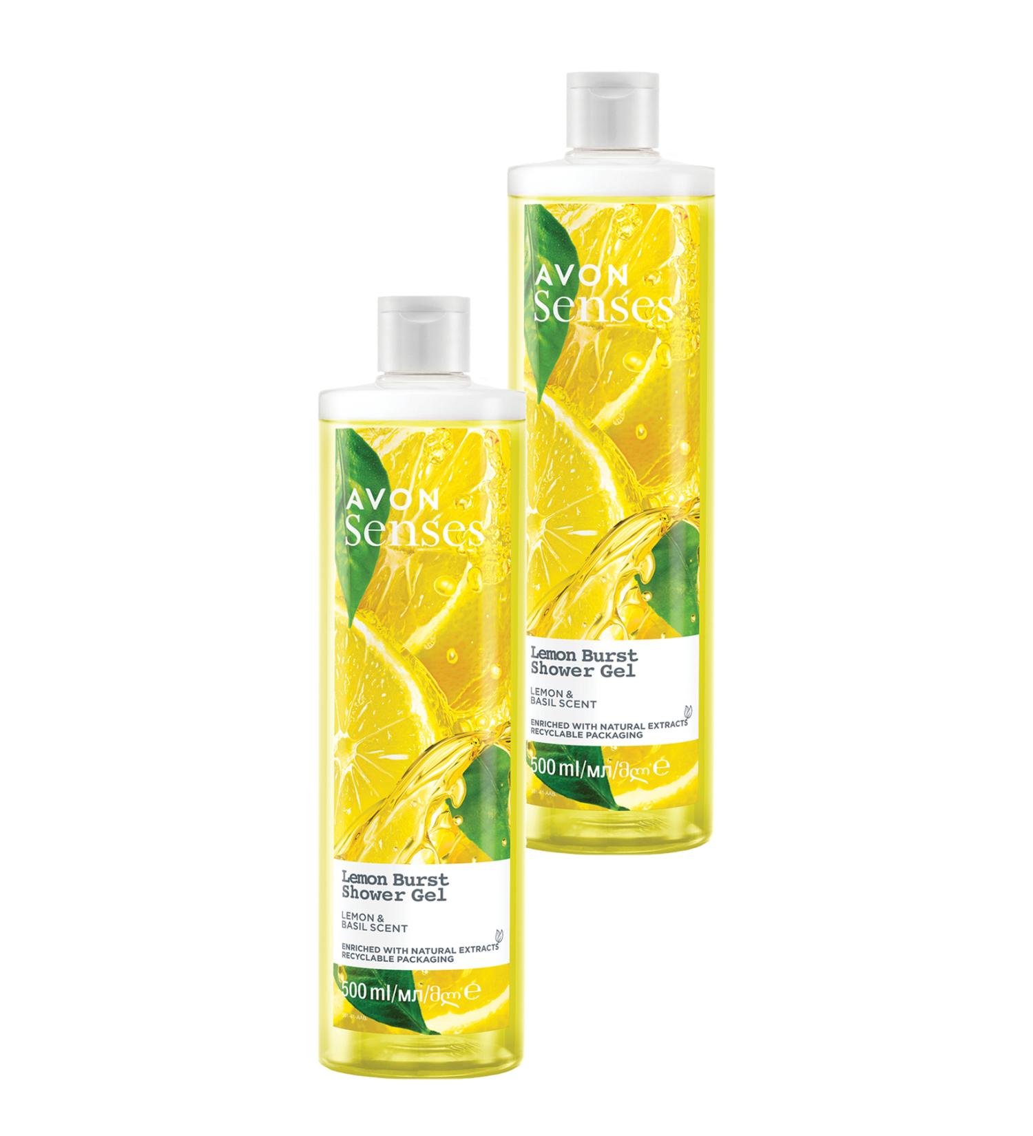 Avon Senses Lemon Burst Lemon and Basil Scented Shower Gel 500 Ml. Set of Two - Buy Online on GoSupps.com