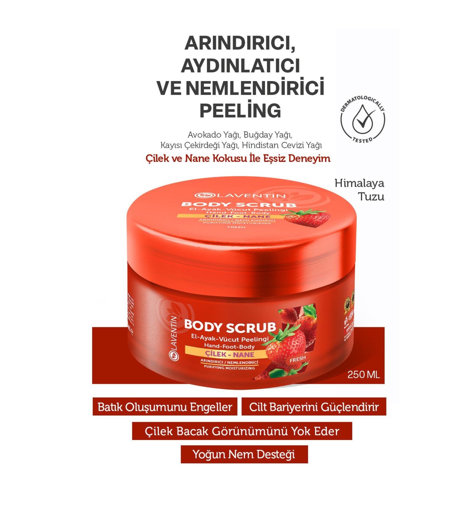 Lavender Nourishing Purifying and Moisturizing Body Scrub Strawberry - Mint 250ml (fresh) - Buy Online on GoSupps.com