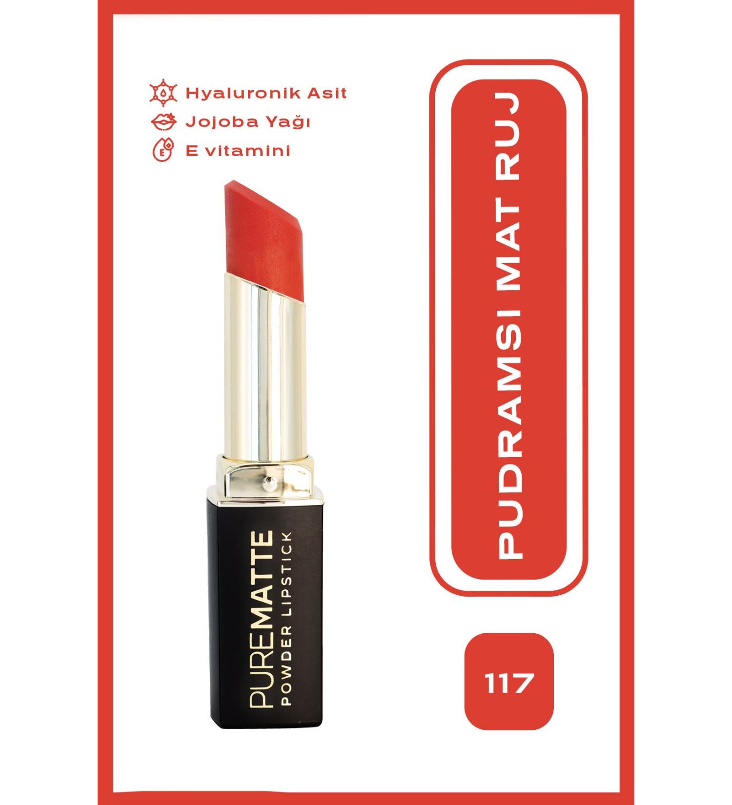 Golden Rose Pure Matte Powder Lipstick No: 117 - Pudral Mat Ruj - 8691190548087 - Buy Online on GoSupps.com