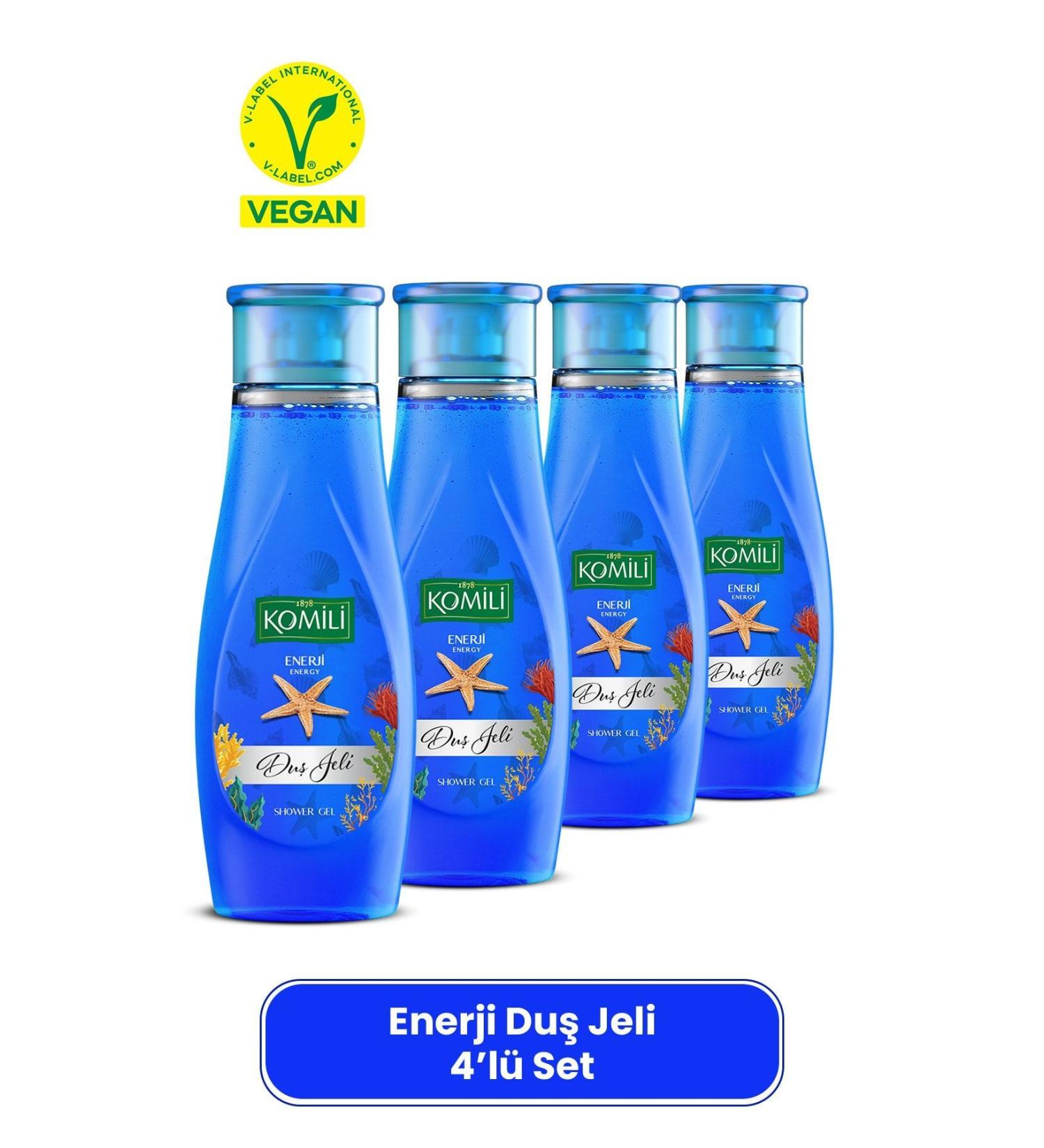Komili Energy Vegan Shower Gel Set of 4 - Fresh Scent - 4 X 500 ML - Buy Online on GoSupps.com