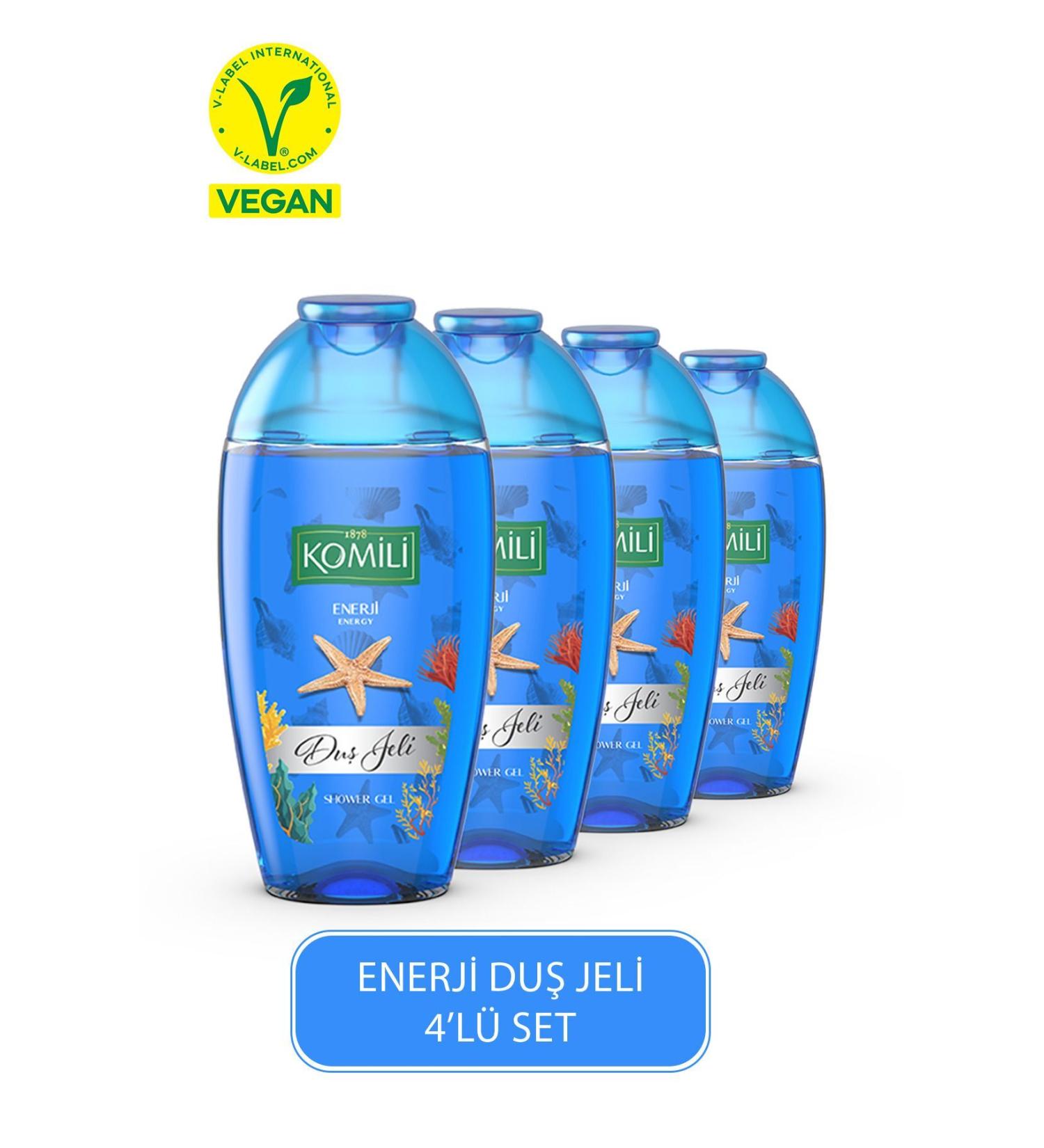 Komili Energy Vegan Travel Size Shower Gel Advantage Set - Fresh Scent - 4 X 200 ML - Buy Online on GoSupps.com