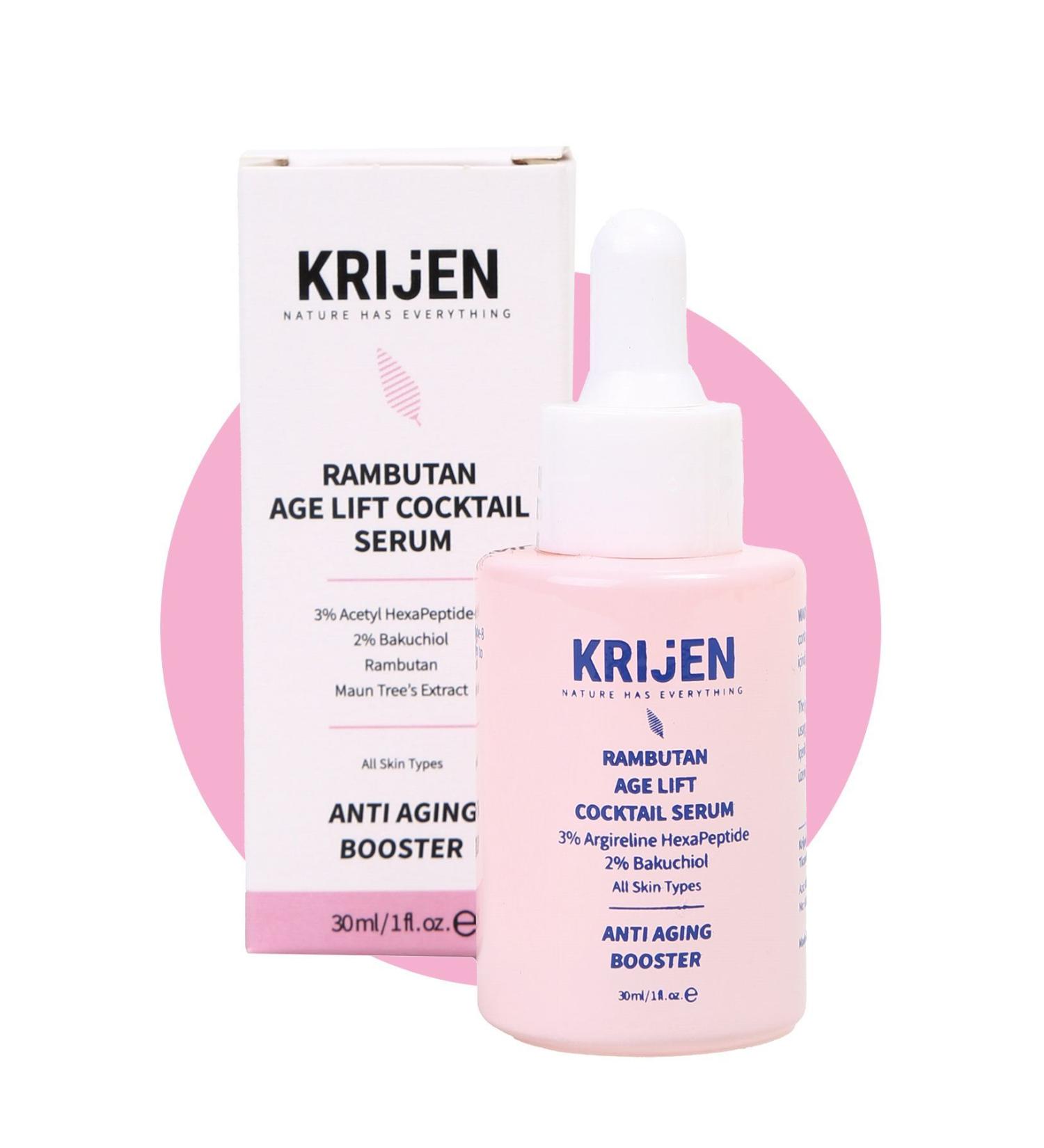 Krijen Rambutan Age Lift Cocktail Serum | Acetyl HexaPeptide-8 3% + Bakuchiol 2% + Mahogany Tree Extract