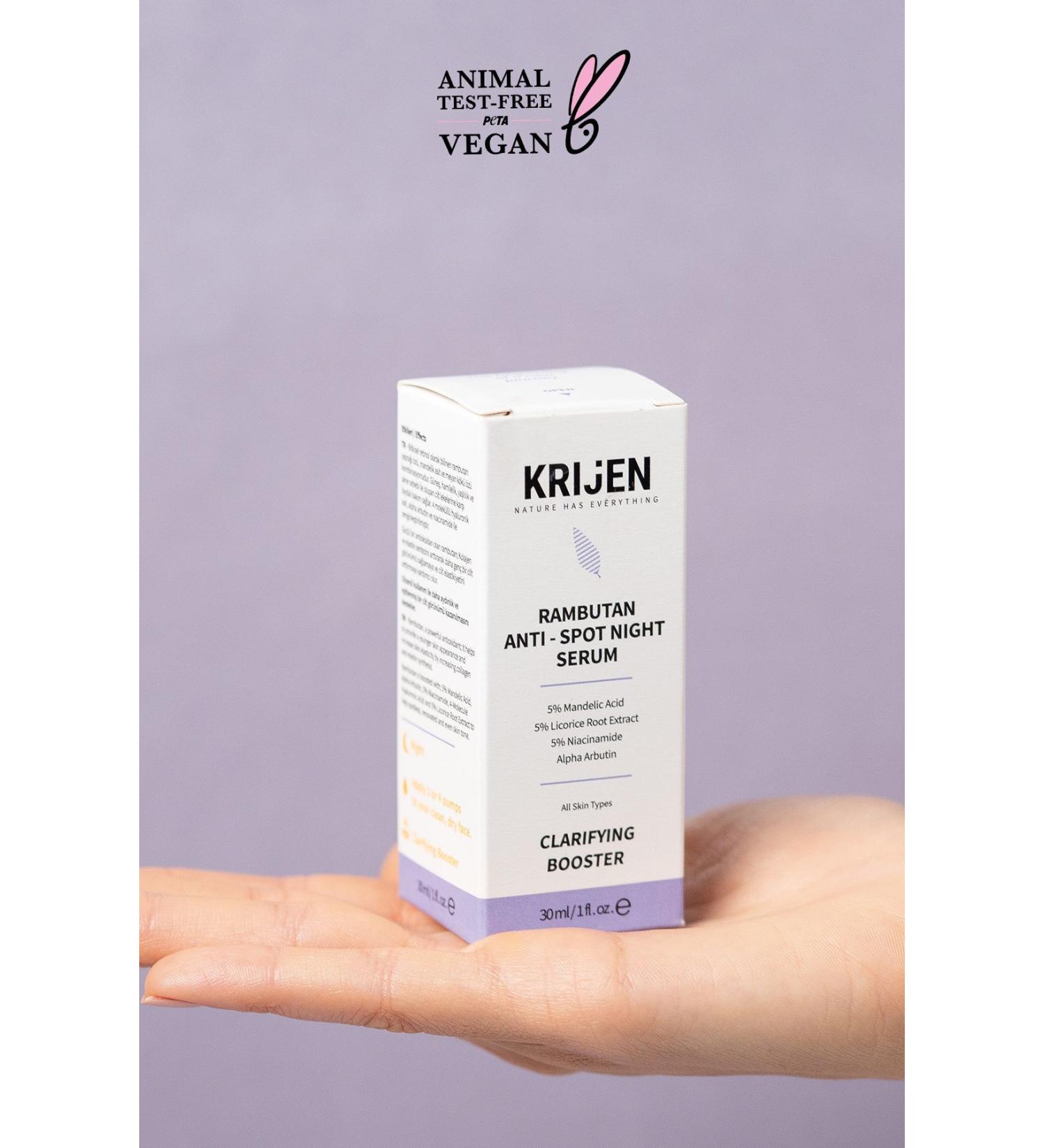 Krijen Rambutan Anti-Spot Skin Tone Equalizing Night Serum | 5% Mandelic Acid + 5% Licorice Root Extract - Buy Online on GoSupps.com