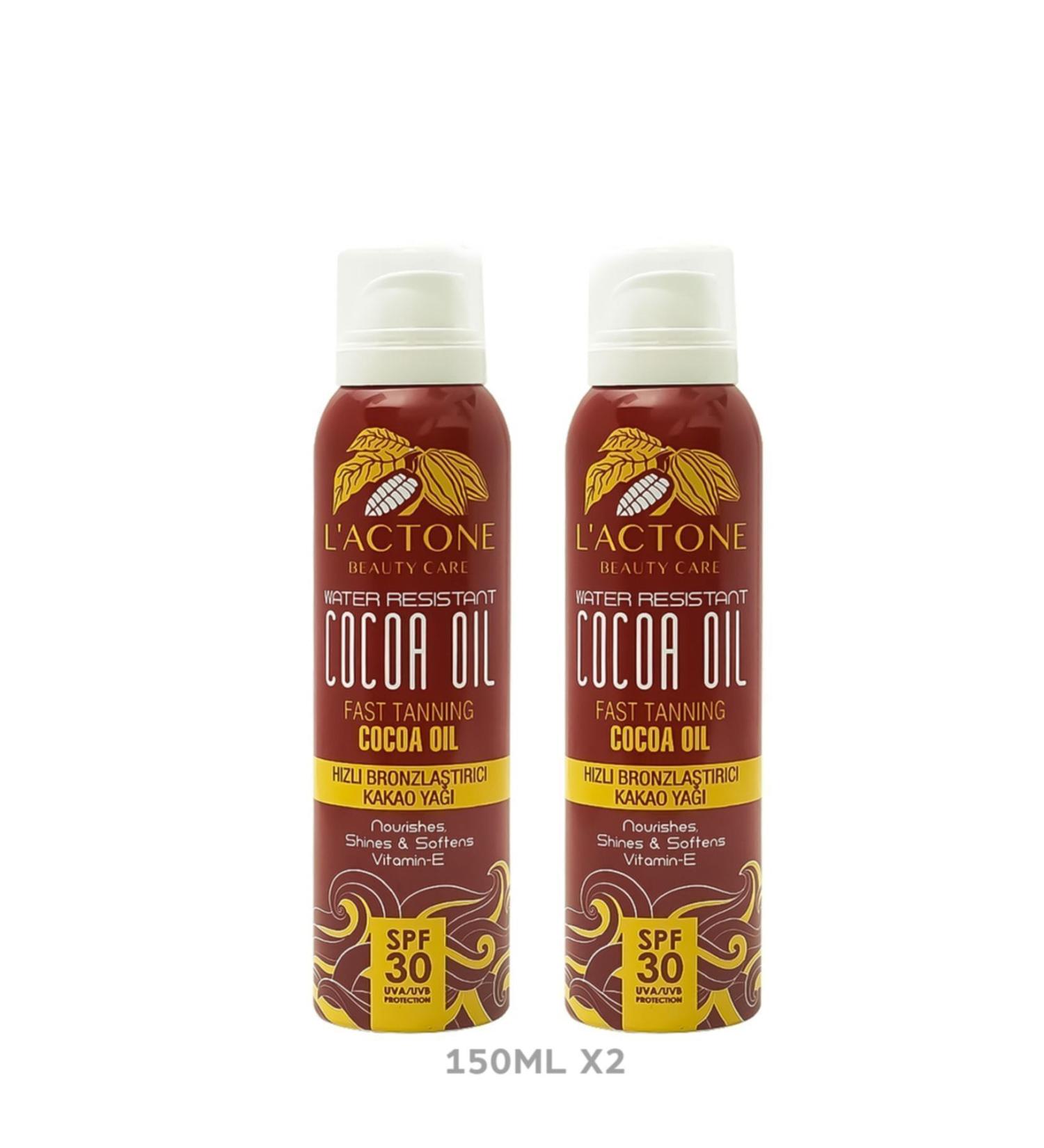 L'ACTONE Fast Tanning Cocoa Oil Spf30 Set of 2 150 ml / Fast Tanning Cocoa Oil Vitamin E