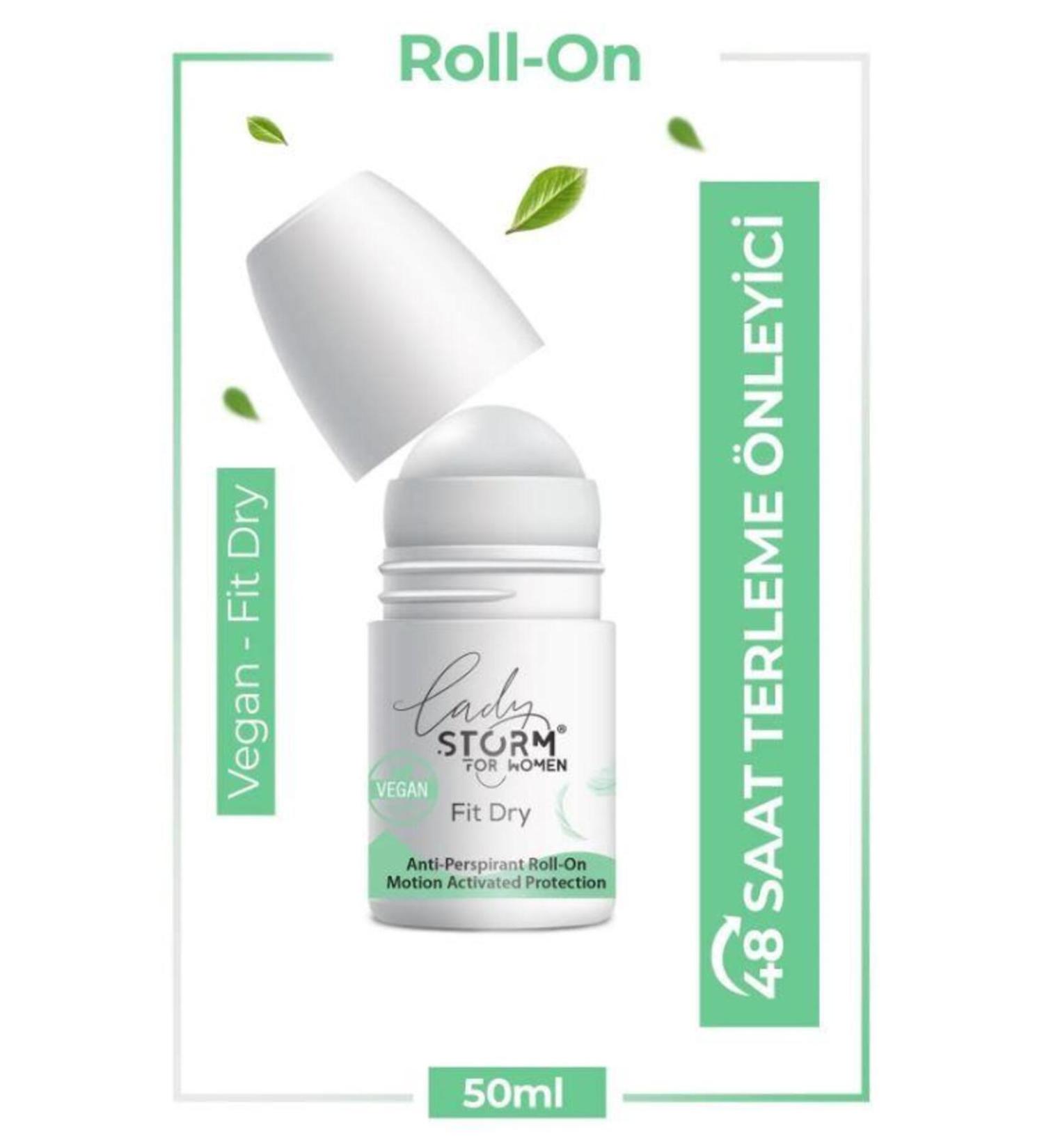 Lady Storm Women's Roll On Vegan Anti-Perspirant Fit Dry 50 ml