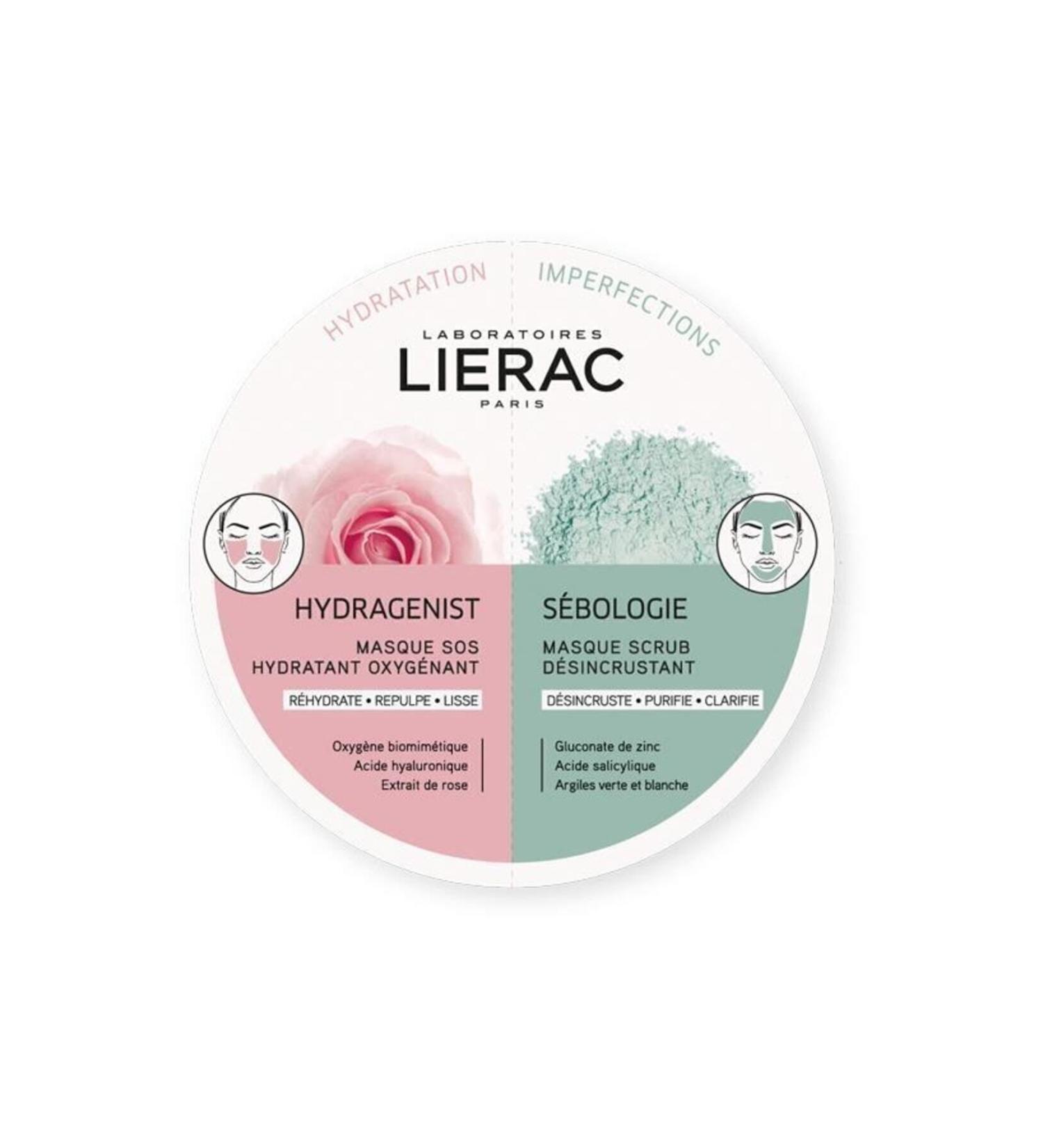 Lierac Duo Mask Hydragenist Sebologie Instant Moisturizing Peeling Mask 2x6 ml