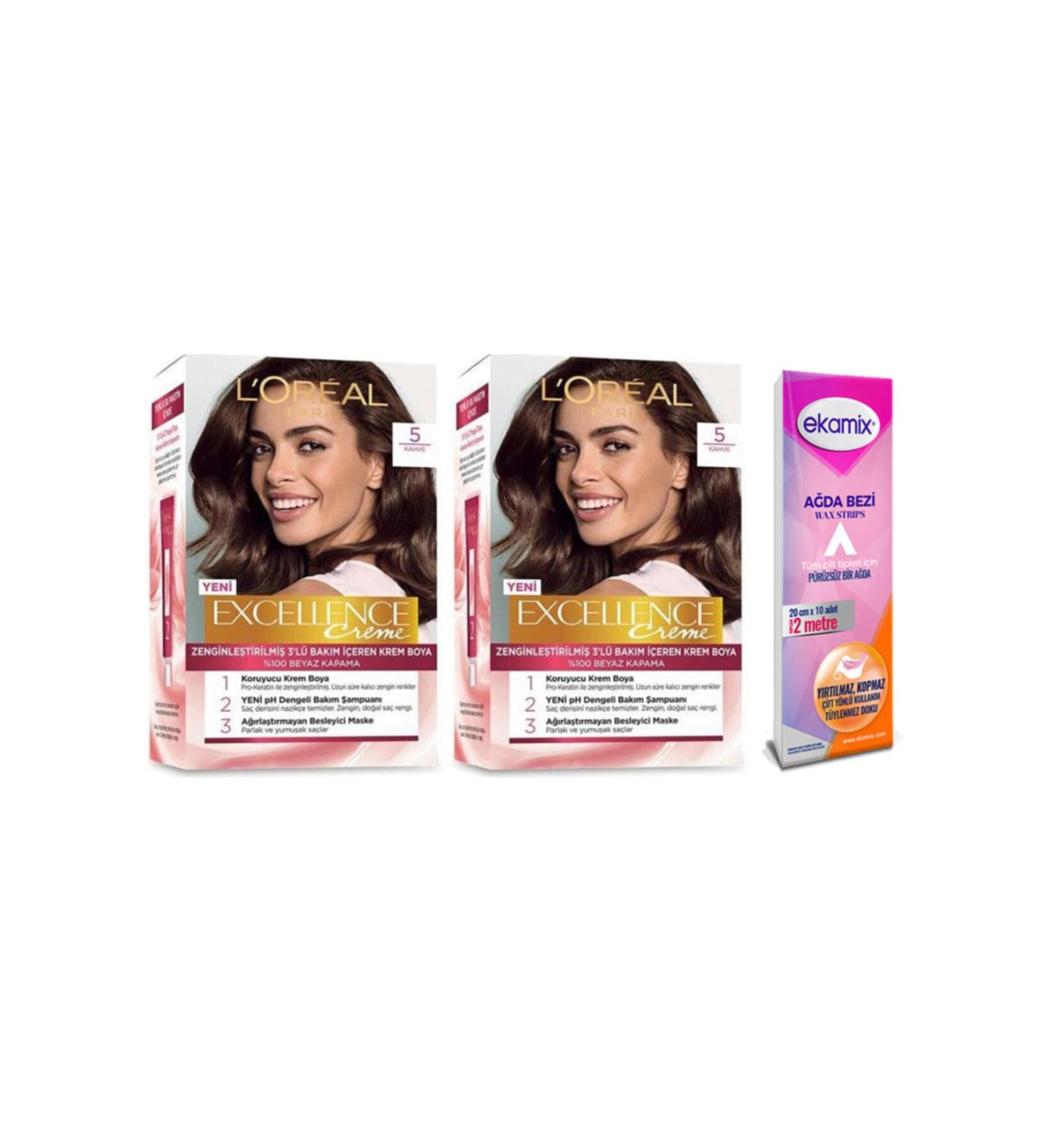 L'Oreal Paris Excellence Creme Paint 2 Pieces 5 Brown - Buy Online on GoSupps.com