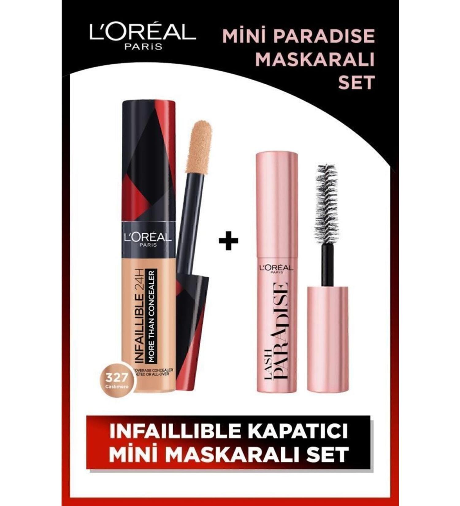L'Oreal Paris Infaillible 24h All Face Concealer 327 Cashmere&mini Paradise Mascara 4.7ml Makeup Set - Buy Online on GoSupps.com