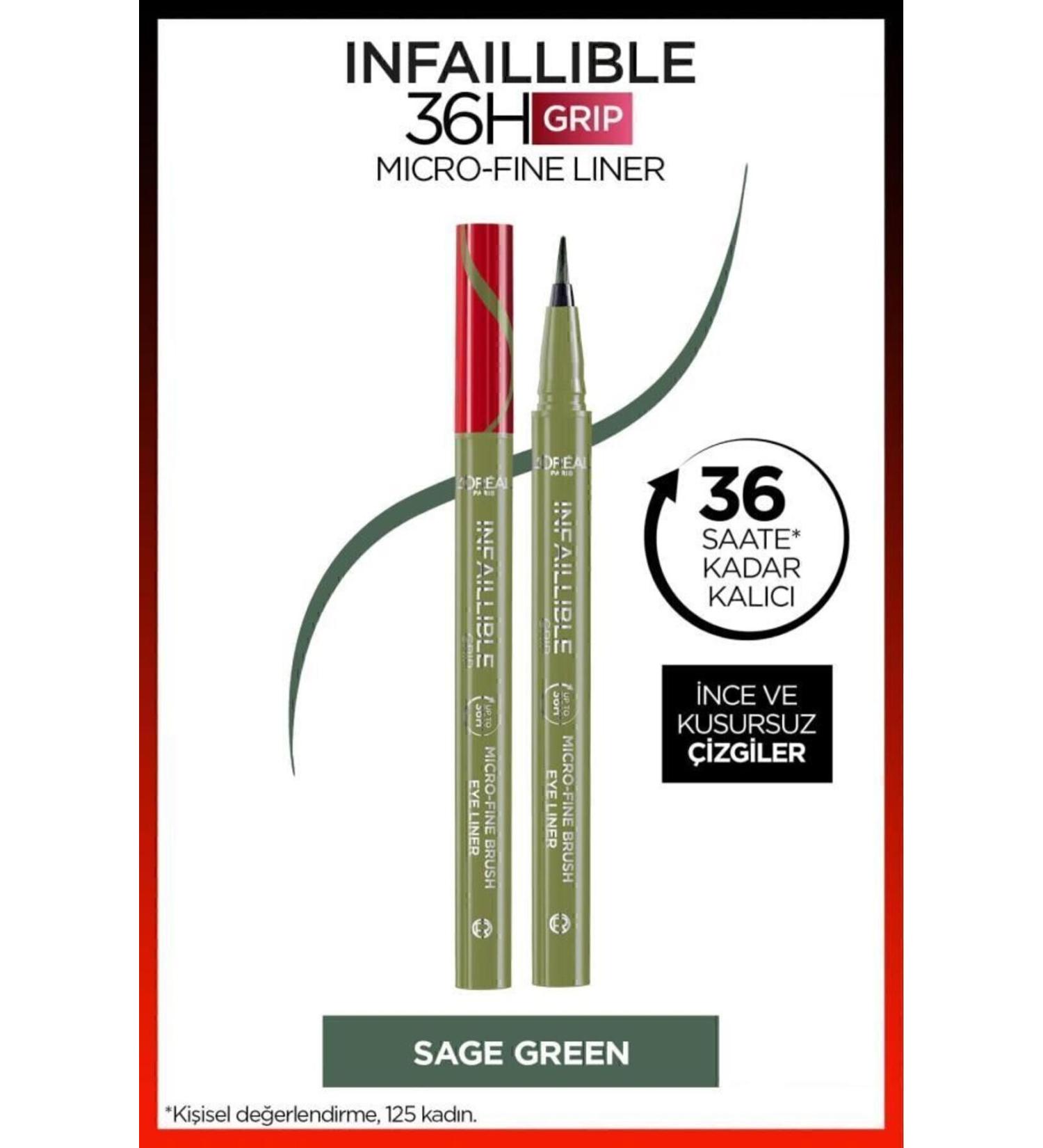 L'Oreal Paris L'or al Paris Infaillible 36h Grip Micro Fine Eyeliner 05 Sage Green - Buy Online on GoSupps.com