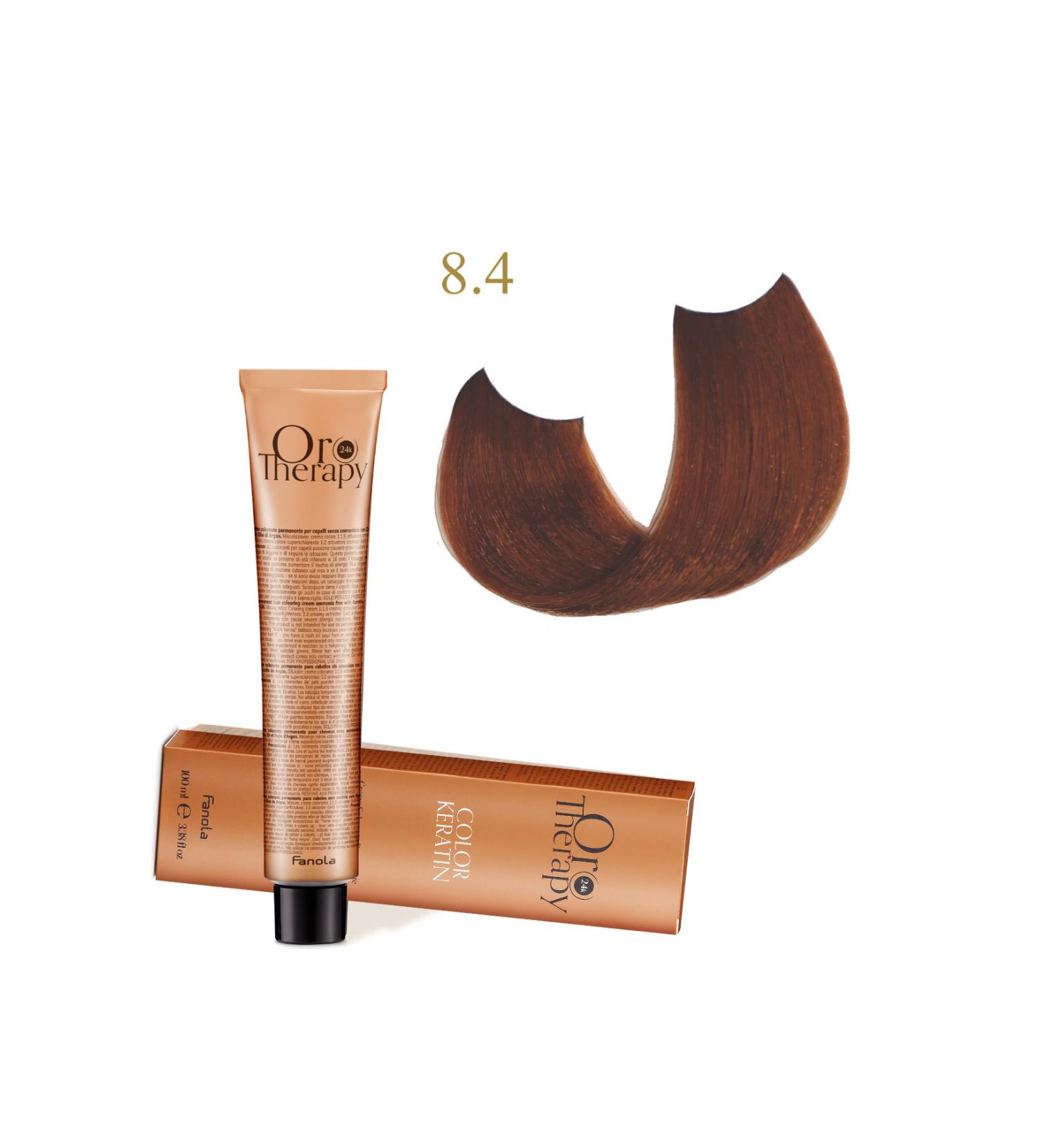 Fanola Oro Therapy 24k Color Keratin With Gold & Argan Oil 100ml (ammonia Free) 8.4 Light Blonde Copper