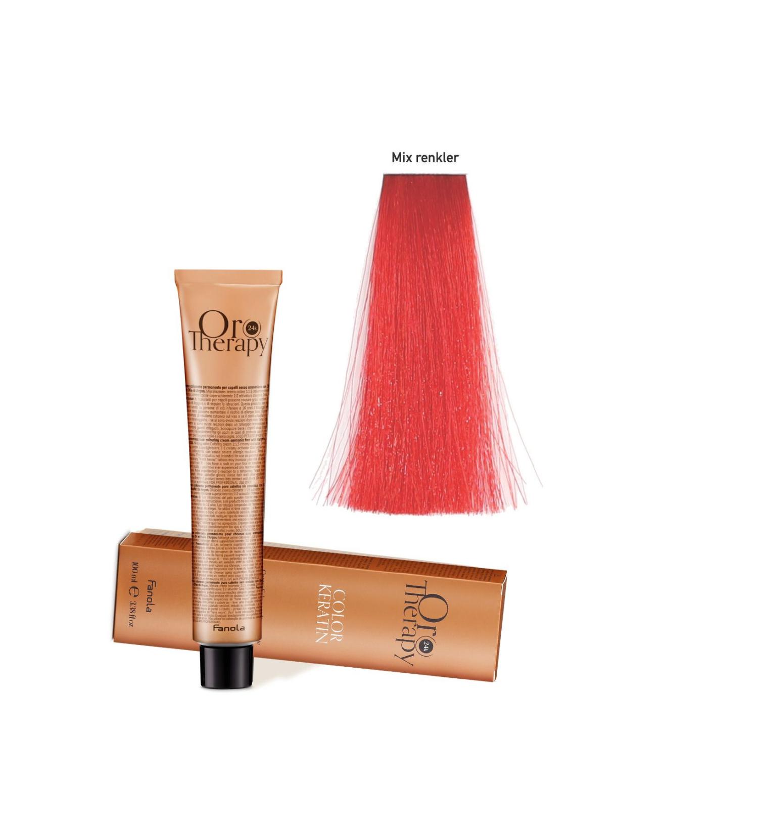 Fanola Oro Therapy 24k Color Keratin With Gold & Argan Oil 100ml (ammonia Free) Mix Color Red
