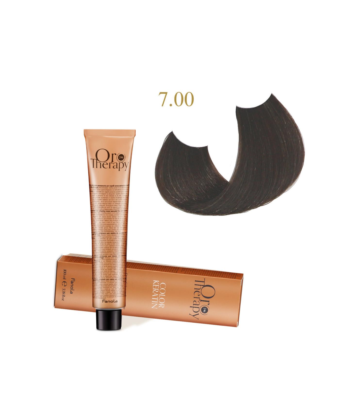 Fanola Oro Therapy 24k Color Keratin With Gold & Argan Oil 100ml (ammonia Free) 7.00 Blonde Intense