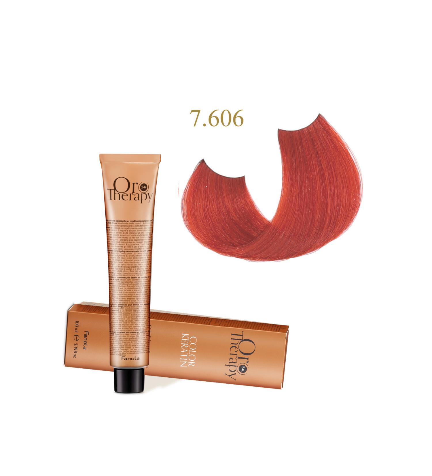 Fanola Oro Therapy 24k Color Keratin With Gold & Argan Oil 100ml (ammonia Free) 7.606 Blonde Warm Red