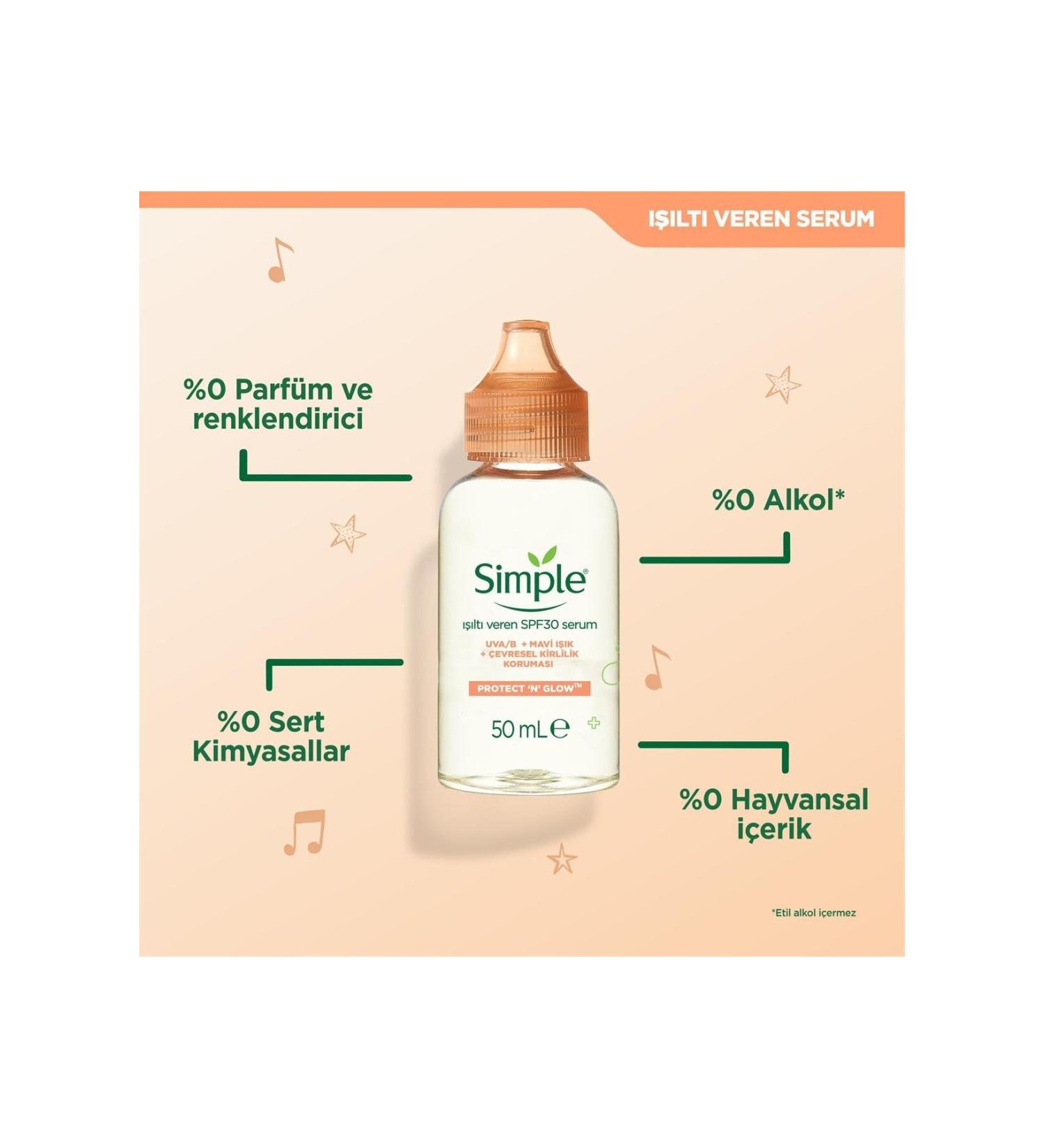 Simple Protect & Glow Radiant & Vitamin E Spf30 Skin Care Serum 50 ml