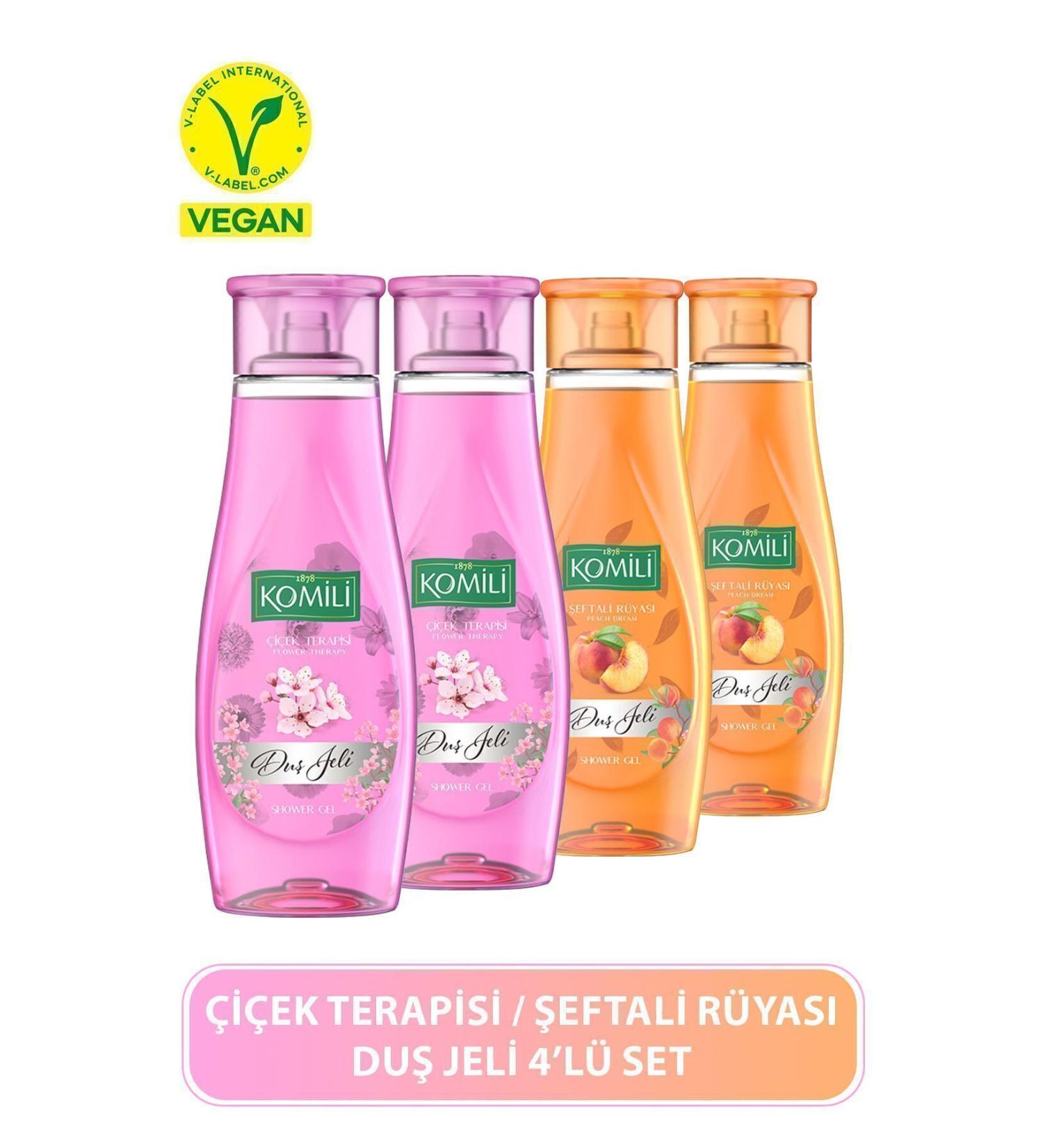 Komili Peach Dream & Flower Therapy Advantageous Shower Gel Set - 4 X 500 ML - Buy Online on GoSupps.com