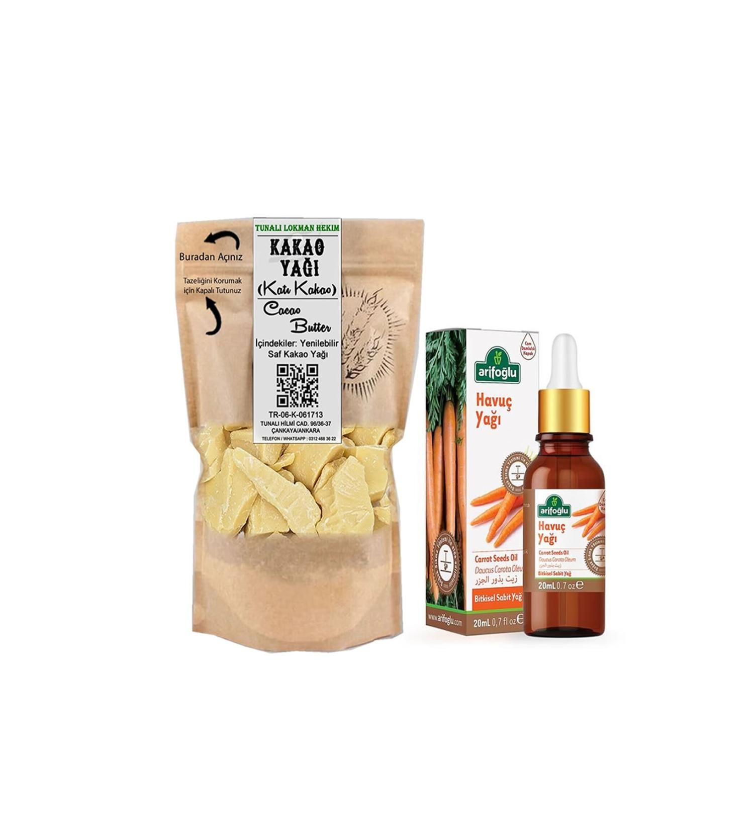 Tunali Life Edible Cocoa 100 Gr + Arifo lu Carrot Oil 20 Ml (Tanning Oil)