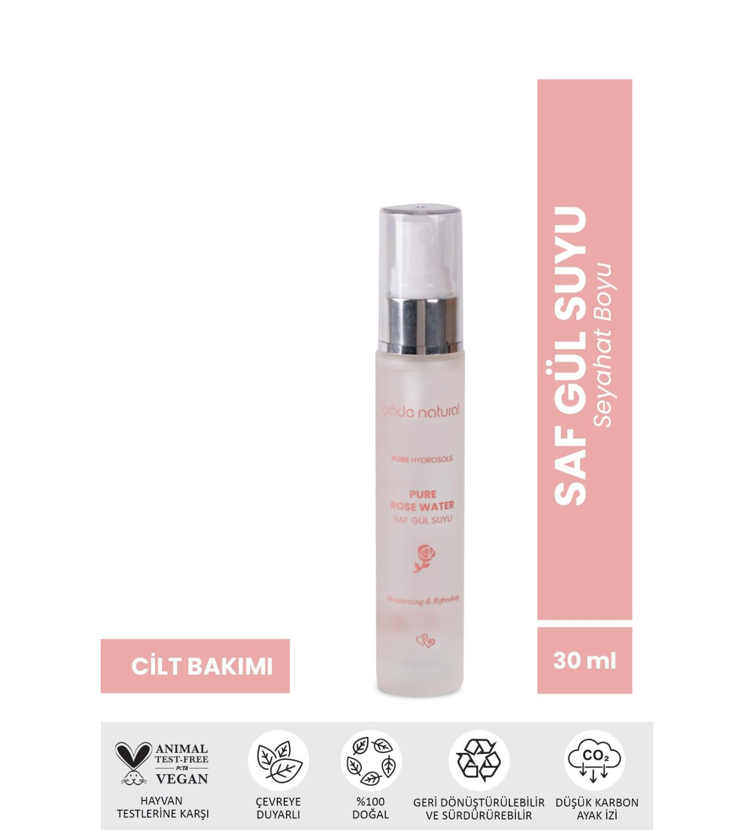 Bade Natural Rose Water Pore Tightening Brightening and Purifying Tonic 0 Natural 30 ml - Travel Size - Buy Online on GoSupps.com