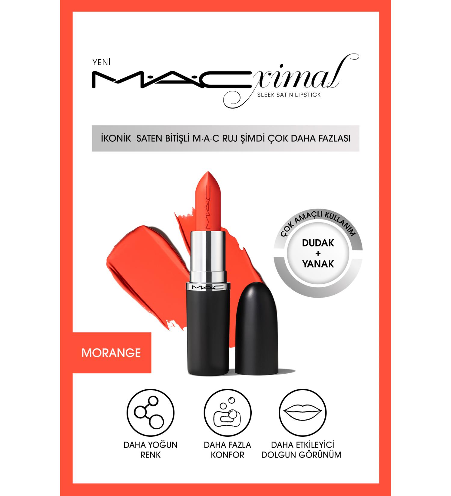Mac Lipstick with a Nourishing Satin Finish That Gives an Impressively Plump Look-MORANGE 3.5GM
