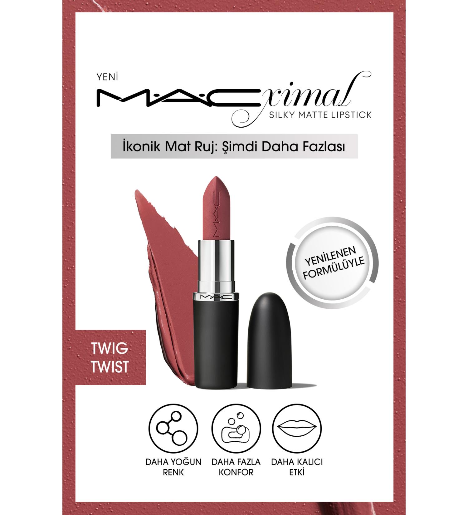 Mac M A CXIMAL Silky Matte Lipstick-Twig Twist-Intense Color Moisturizing Lipstick 3.5 g - Buy Online on GoSupps.com