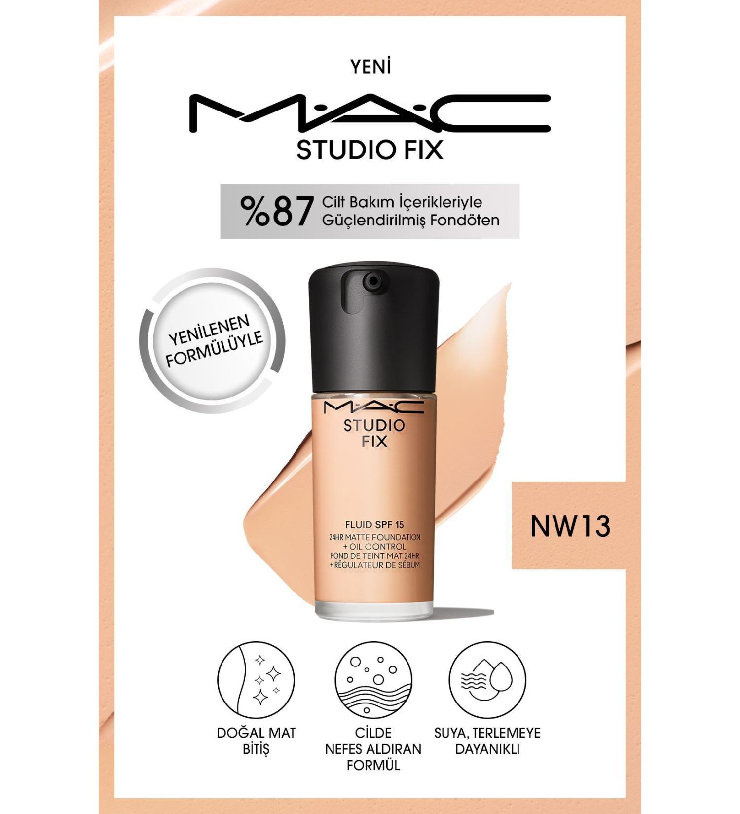 Mac RENEWED FORMULA STUDIO FIX FLUID SPF 15 MATTE FOUNDATION-NW13 30 ML..