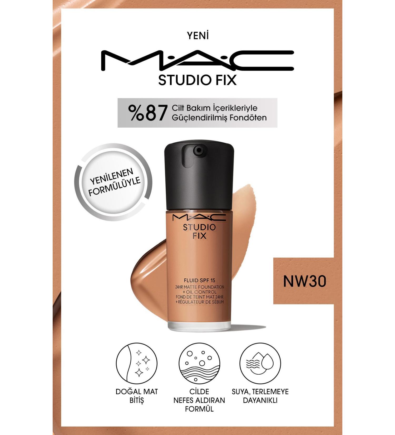 Mac RENEWED FORMULA STUDIO FIX FLUID SPF 15 MATTE FOUNDATION-NW30 30 ML PSSN3027