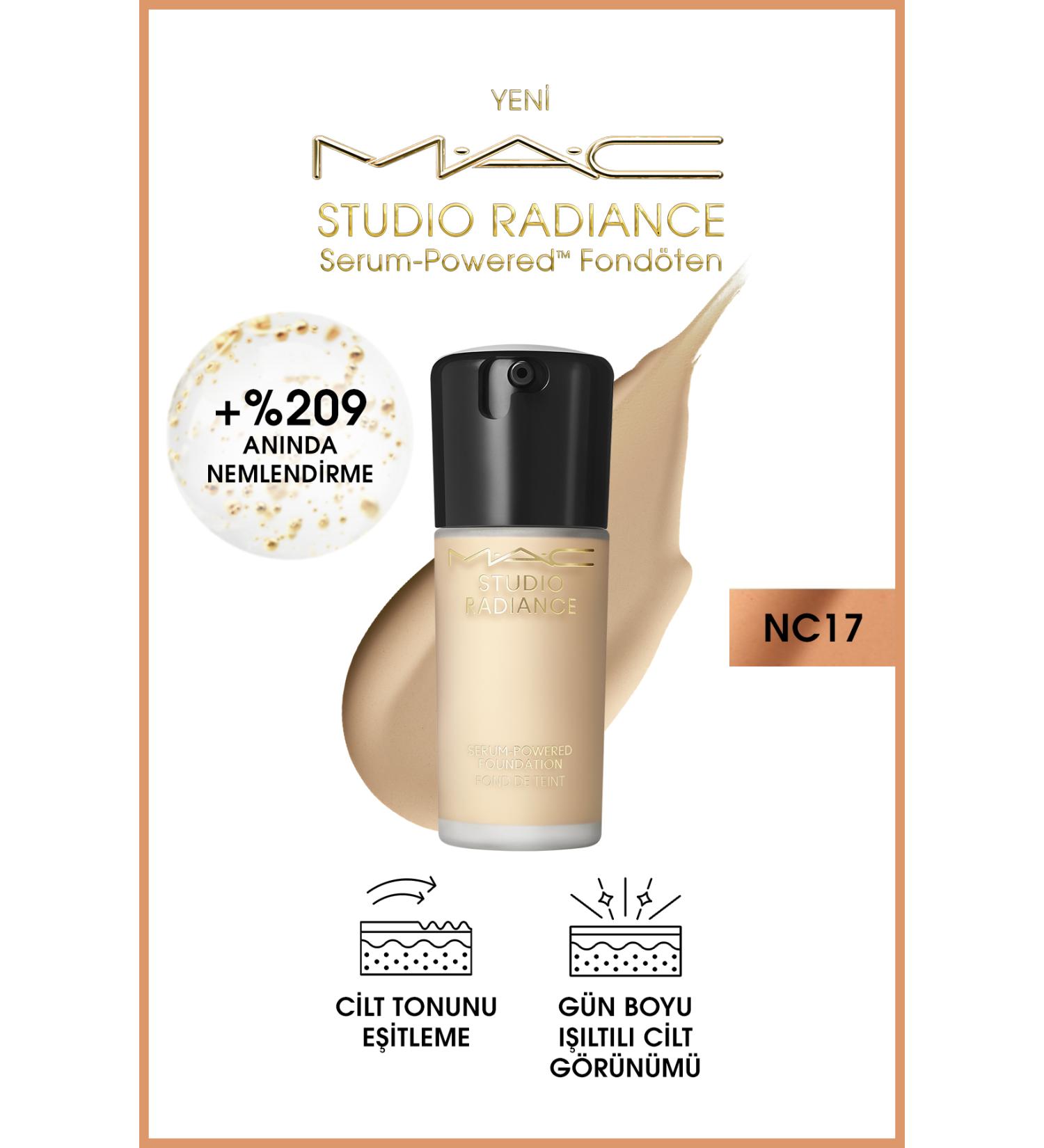 Mac Studio Radiance NC17 Powered Serum Foundation for Plump and Radiant Skin 30 ml