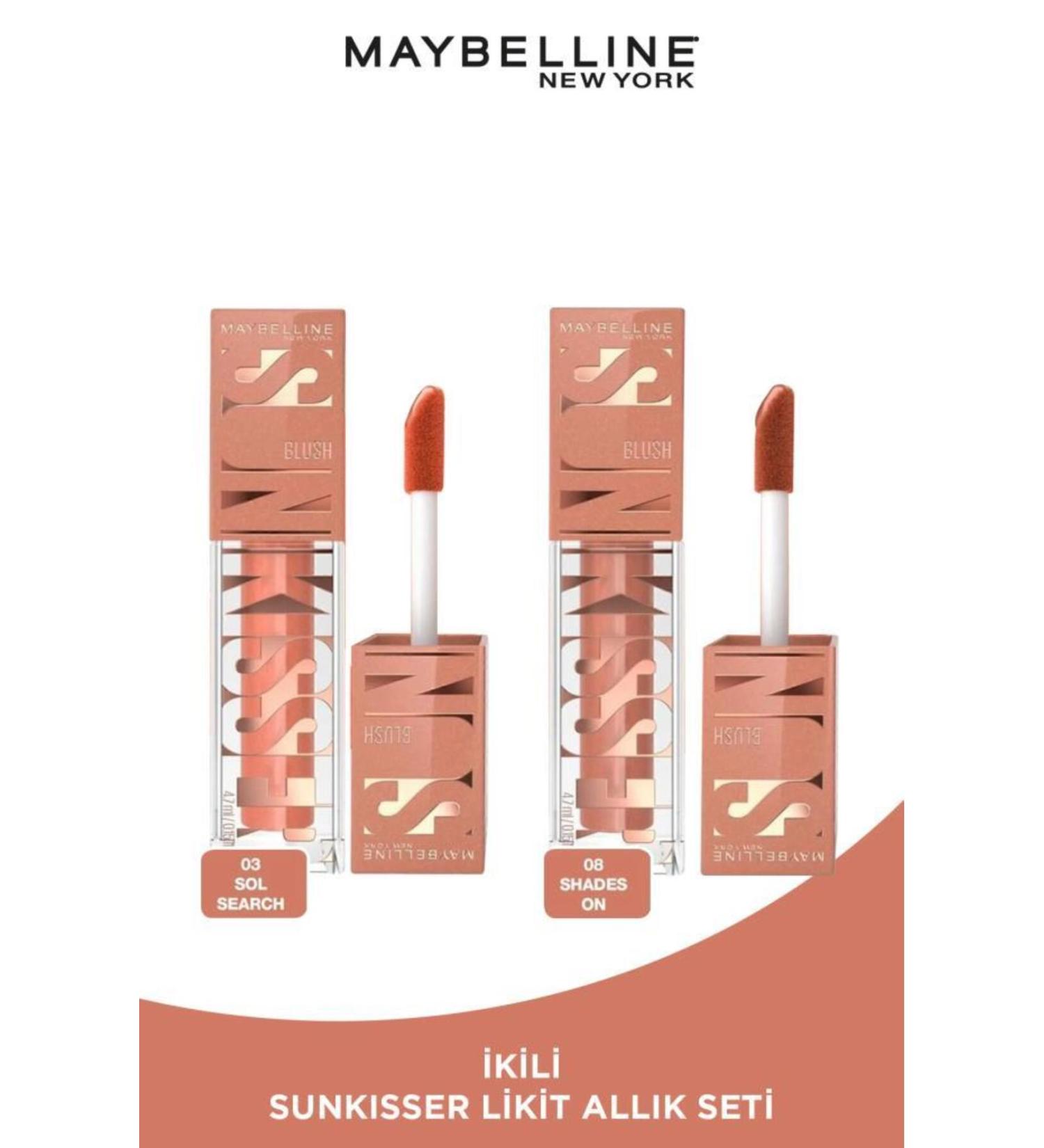 Maybelline New York Sunkisser Shimmering Liquid Blush- 03 Sol Search & 08 Shades On- Peach Tone Blush Set - Buy Online on GoSupps.com