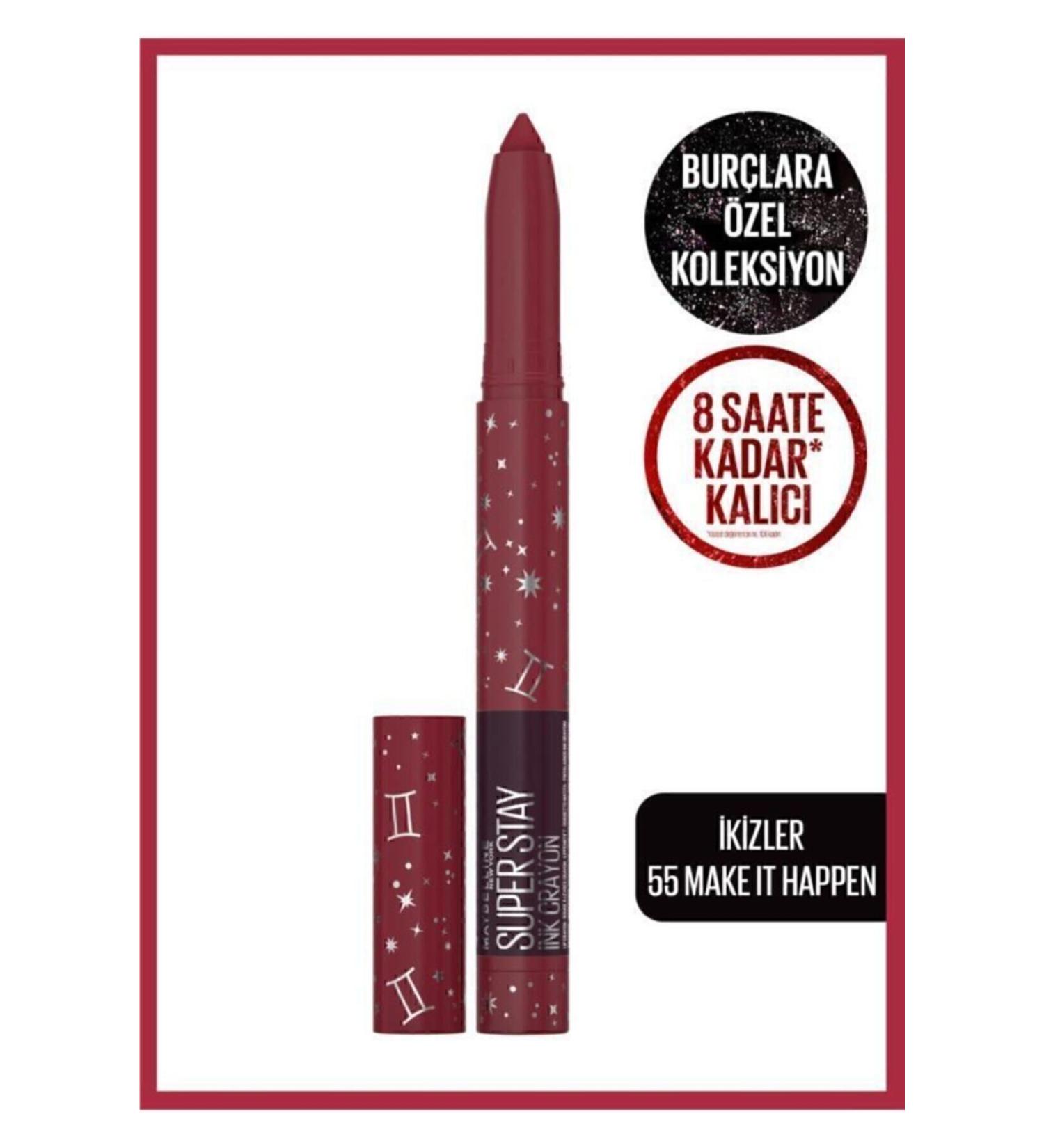 Maybelline New York Super Stay Ink Crayon Pencil Matte Lipstick Zodiac Series - 55 Make It Happen (Gemini) - Buy Online on GoSupps.com