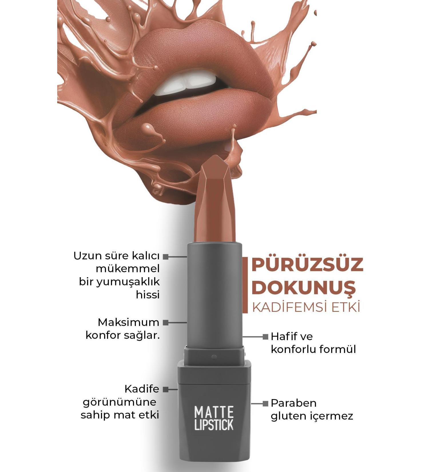 Alix Avien 404 Warm Caramel Matte Lipstick Non-Drying Smooth Touch Velvety Effect Matte Lipstick
