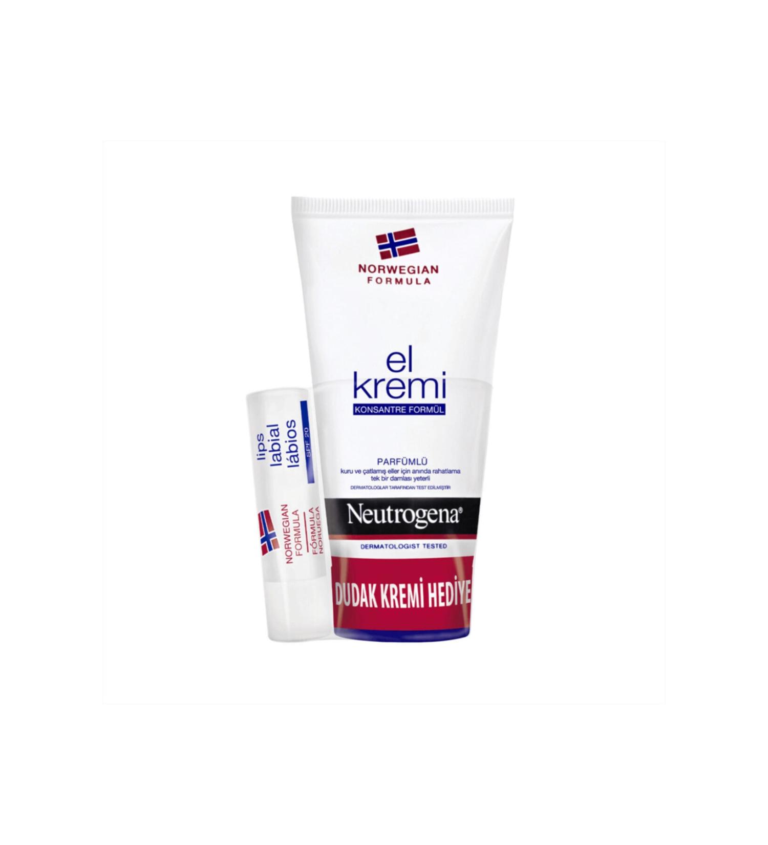Neutrogena Hand Cream 75 Ml and Lip Moisturizer Set Perfumed