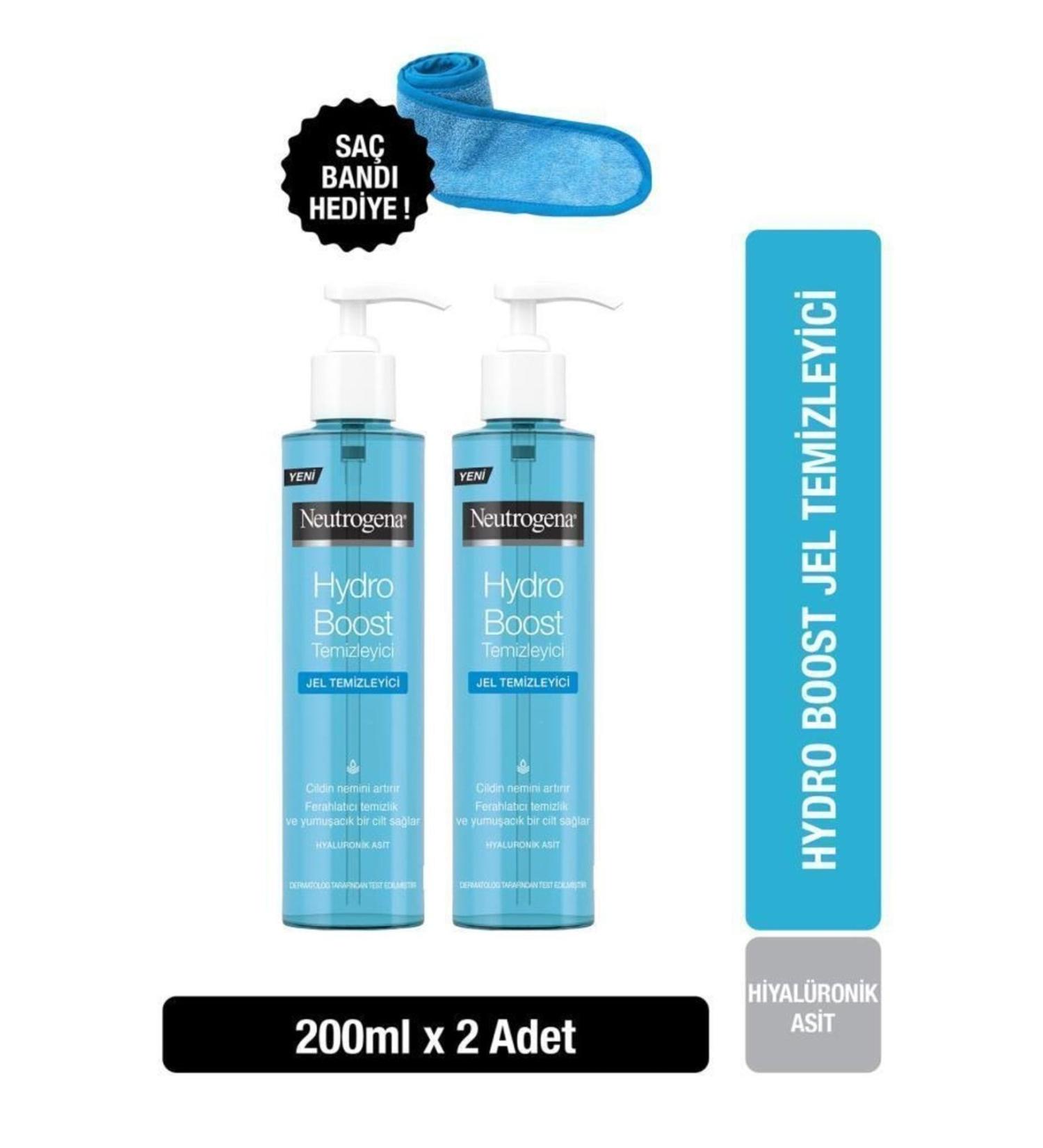 Neutrogena Hydro Boost Water Gel Cleanser 200 Ml X2 + Hair Band